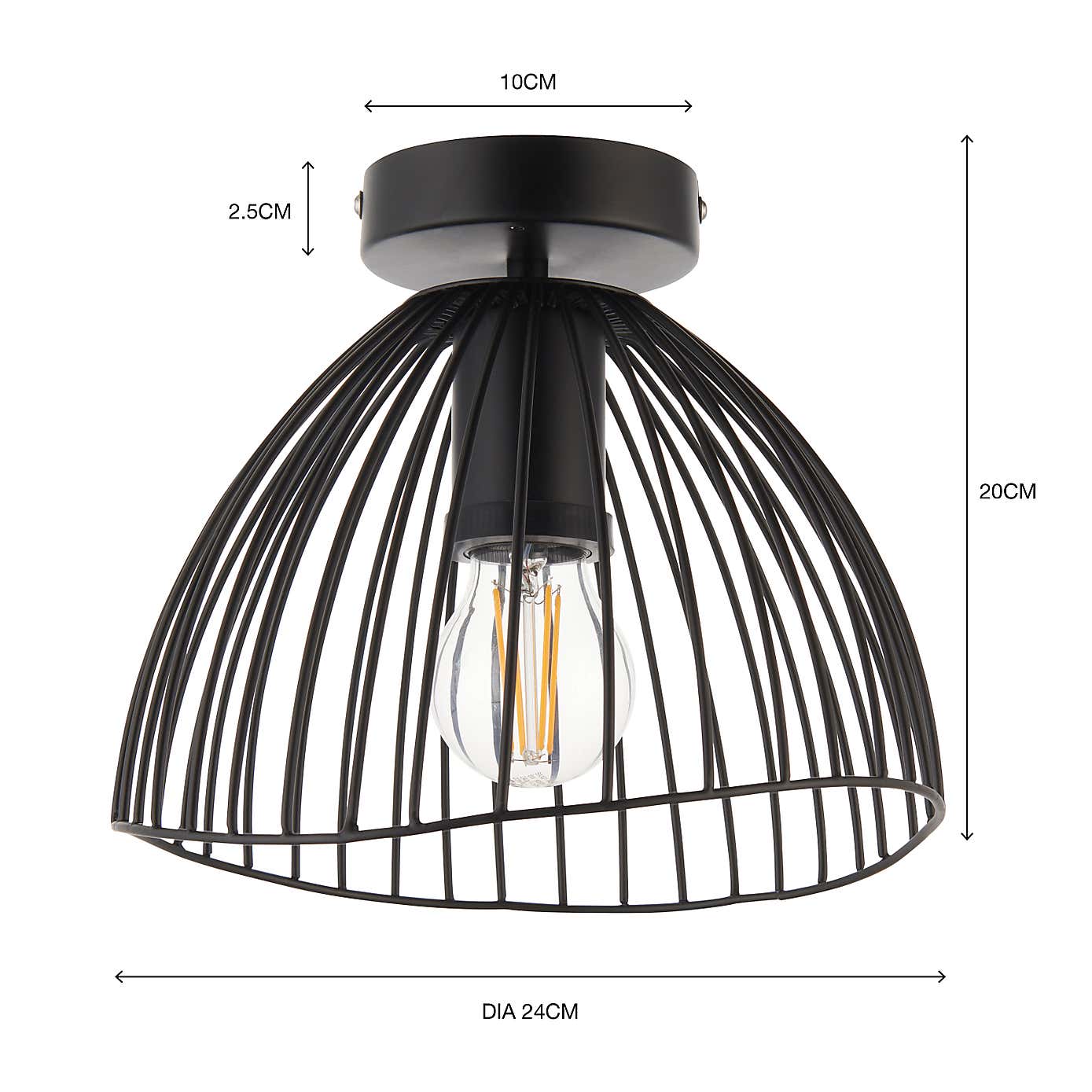 Jaula Indoor Outdoor 1 Light Flush Ceiling Fitting