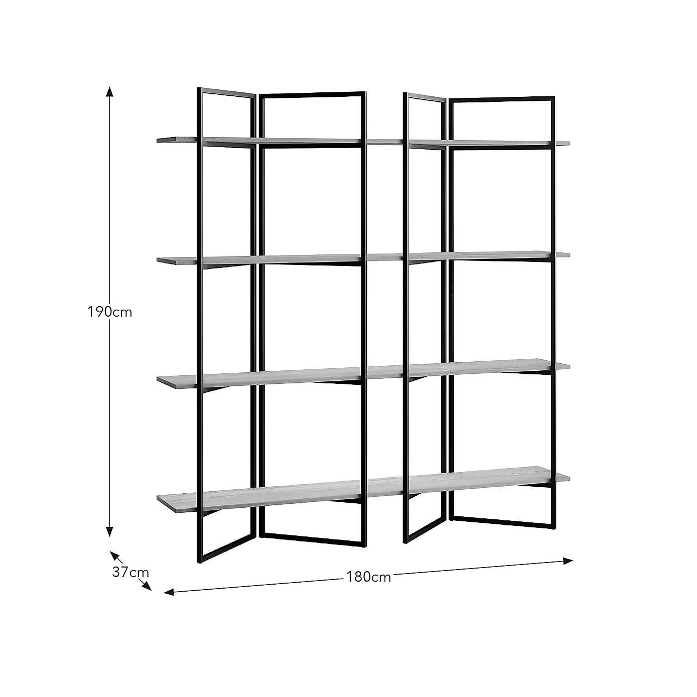 Ramson Tall and Wide Shelving Unit, Oak and Black