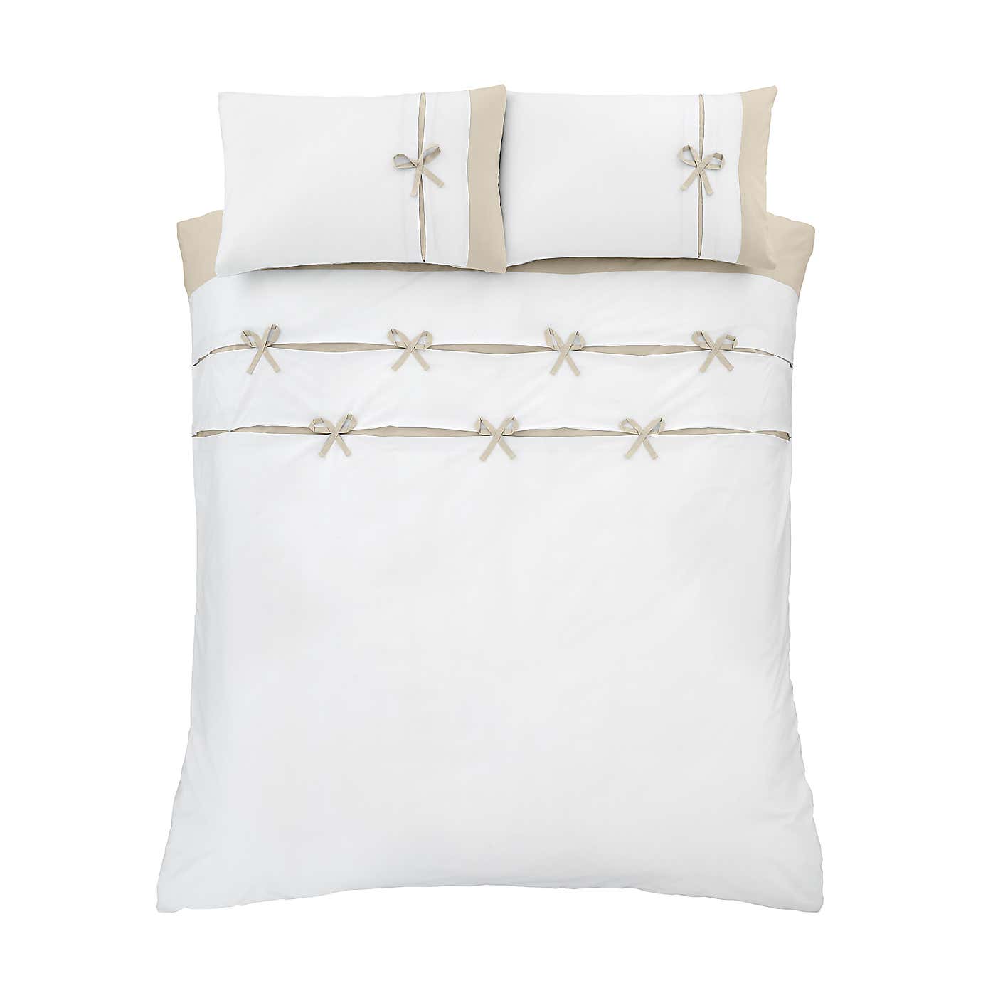 Catherine Lansfield Milo Bow Duvet Cover & Pillowcase Set