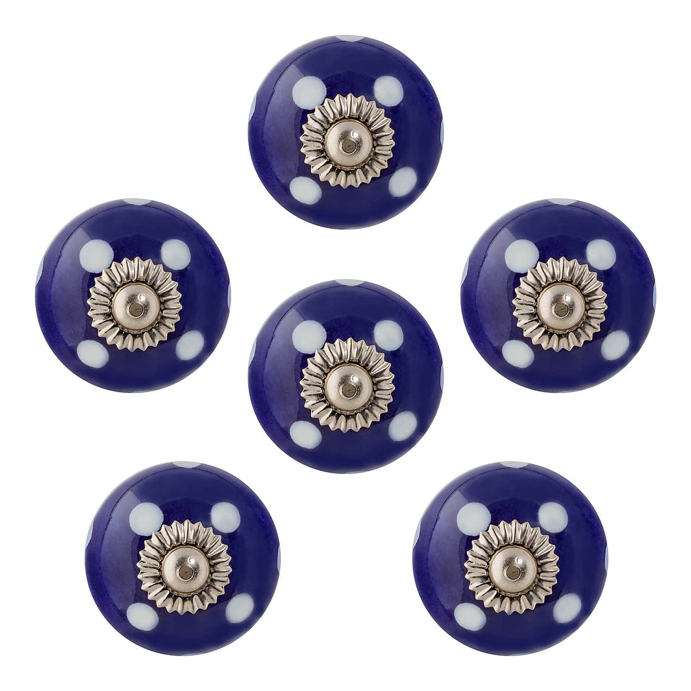 Pack of 6 Nicola Spring Spotted Round Drawer Knobs