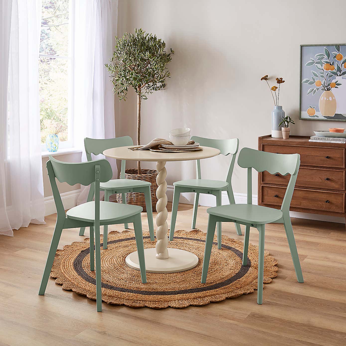 Fifi 4 Seater Round Dining Table, Pine Wood