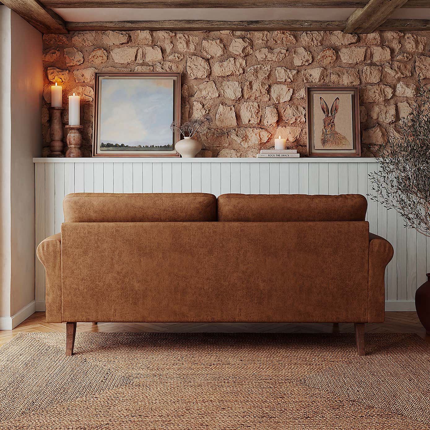 Maeve Compact Faux Leather 3 Seater Sofa