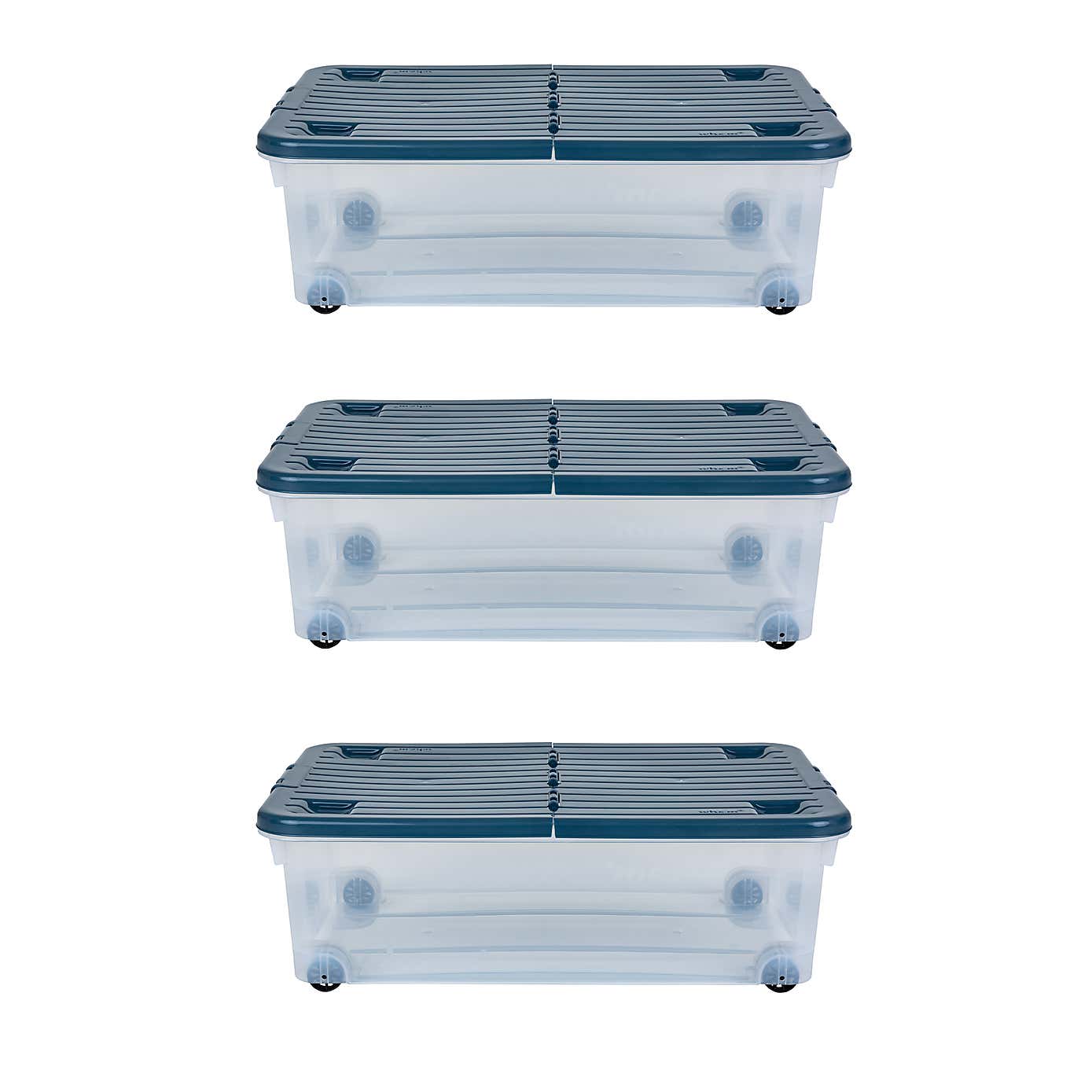 Wham 32L Set of 3 Underbed Storage Box with Wheels & Lid