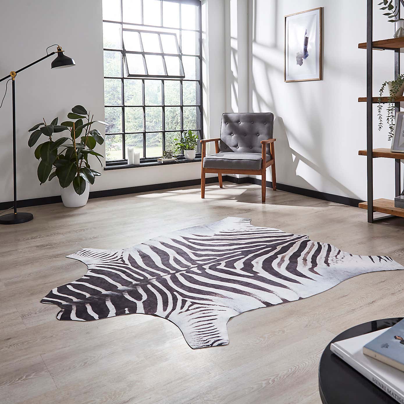 Faux Zebra Print Rug