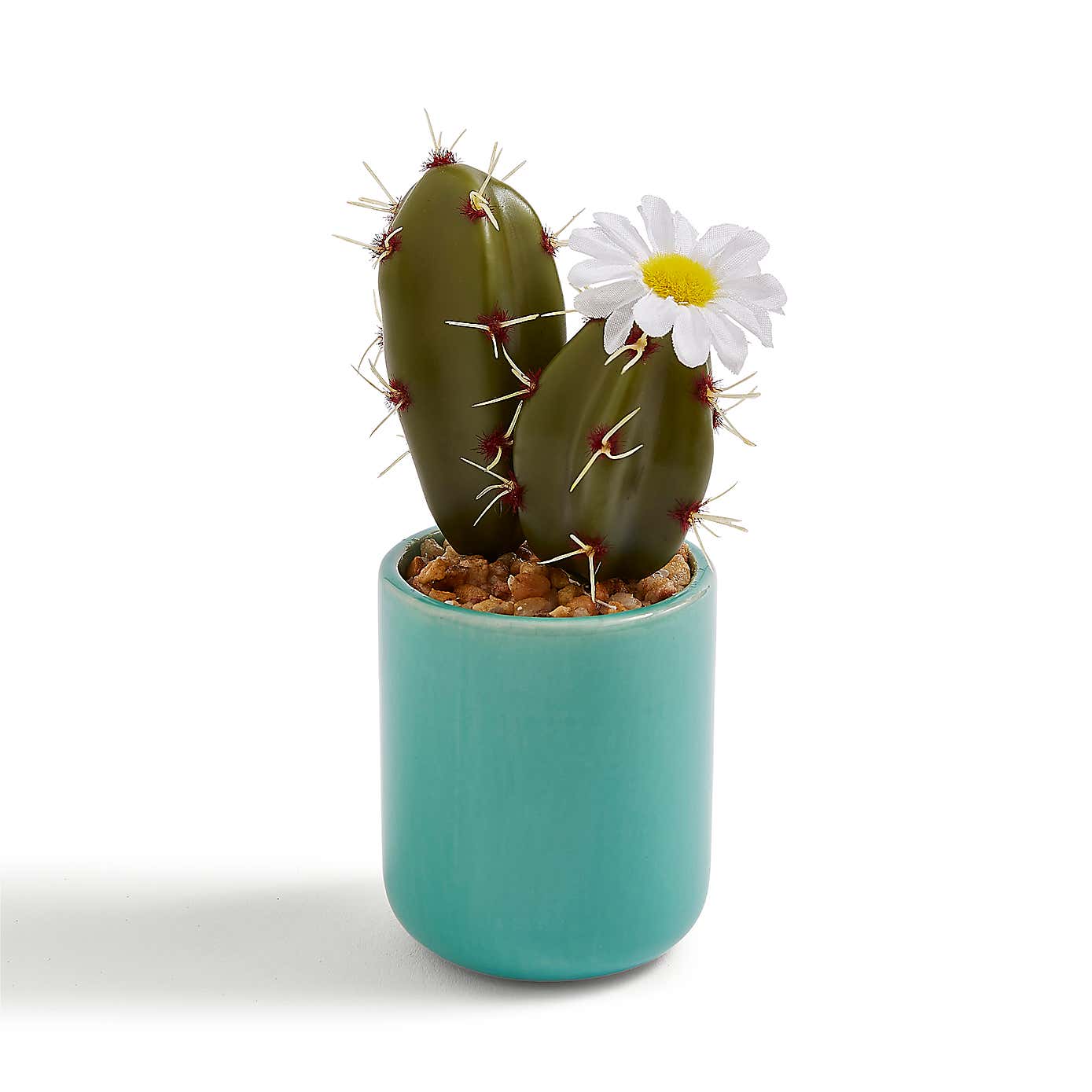 Sunbeam Artificial Cactus in Aqua Ceramic Pot
