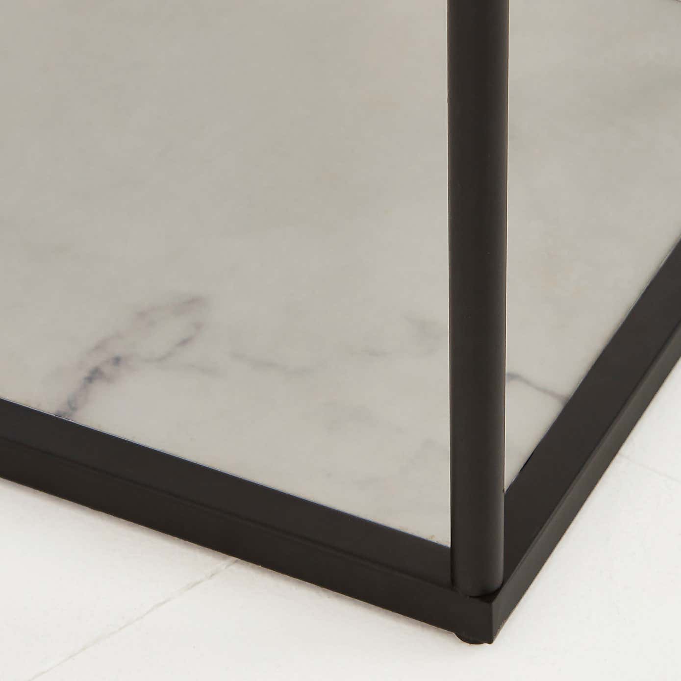 Aiko Midi Shelved Floor Lamp Black and Faux Marble