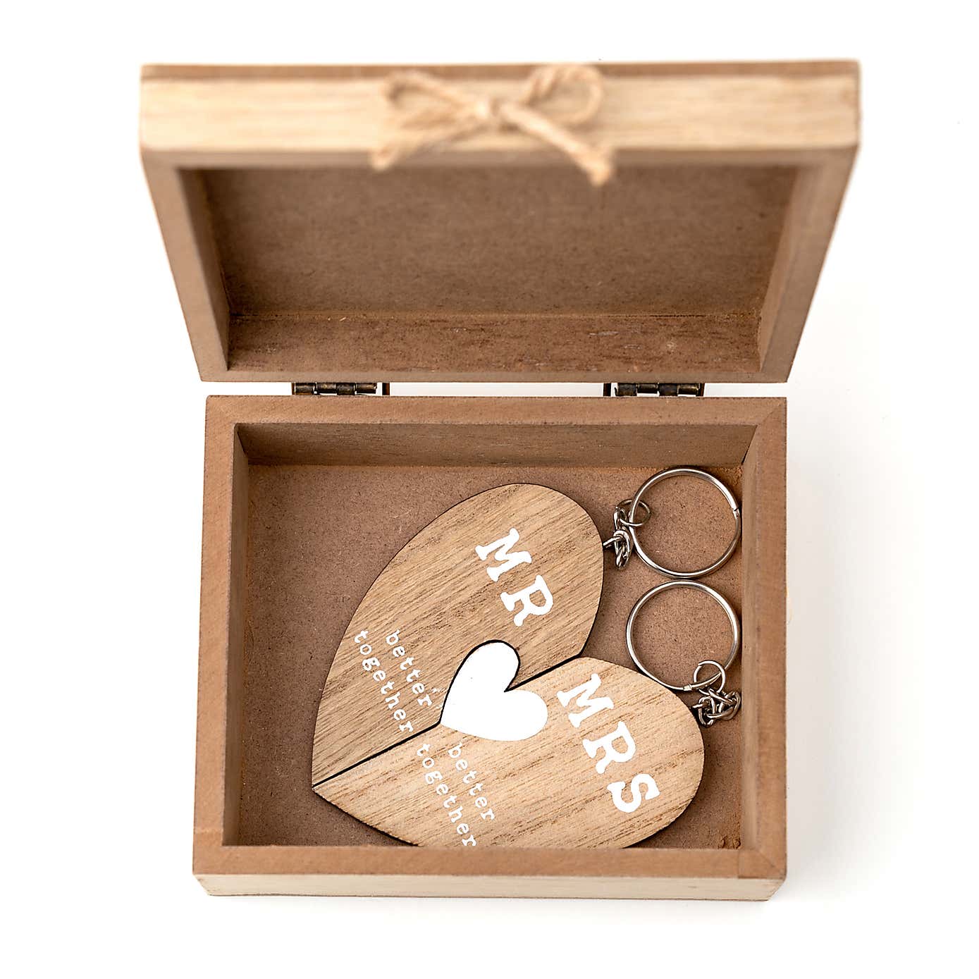 Love Story Mr and Mrs Pair of Keyrings and Box
