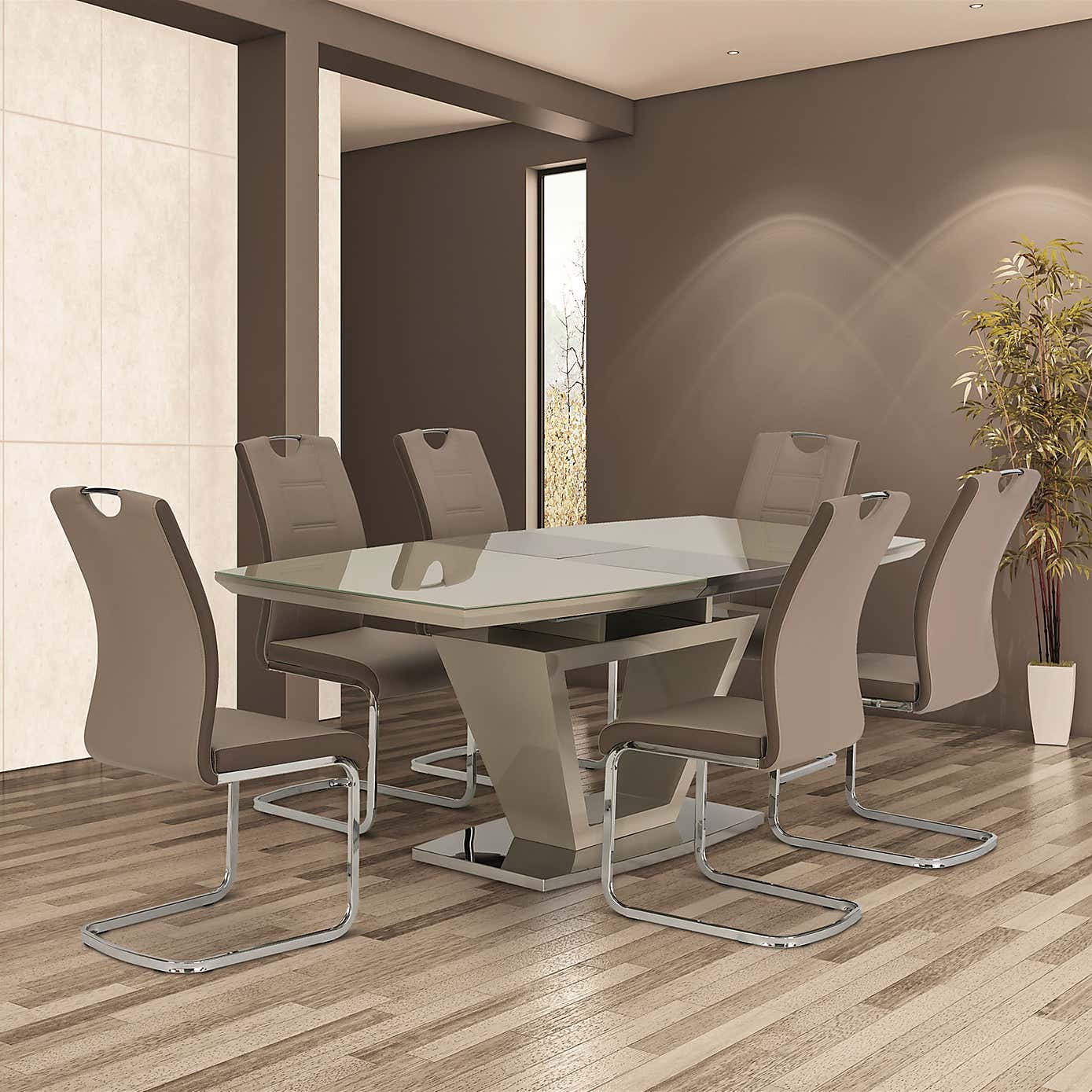 Aspen Extendable 6 Seater Dining Table Grey Glass