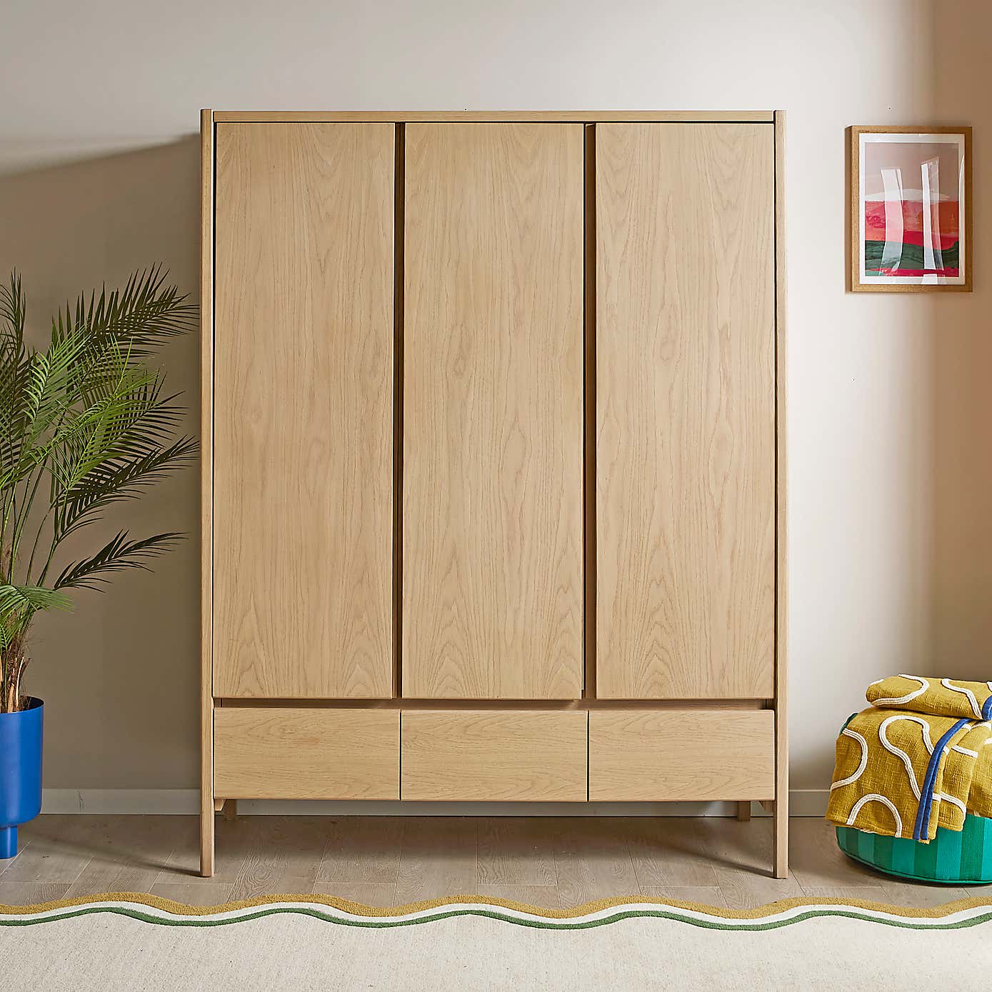 Elements Holmes Triple Wardrobe, Oak