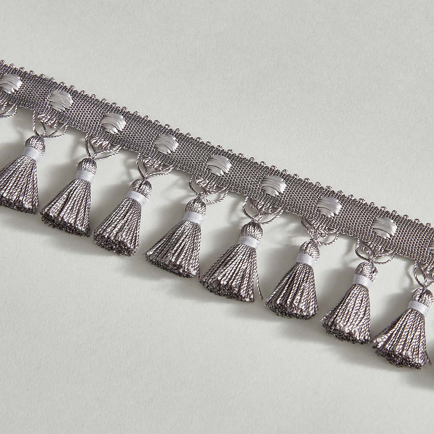 Grey Spot Tassel Fringe