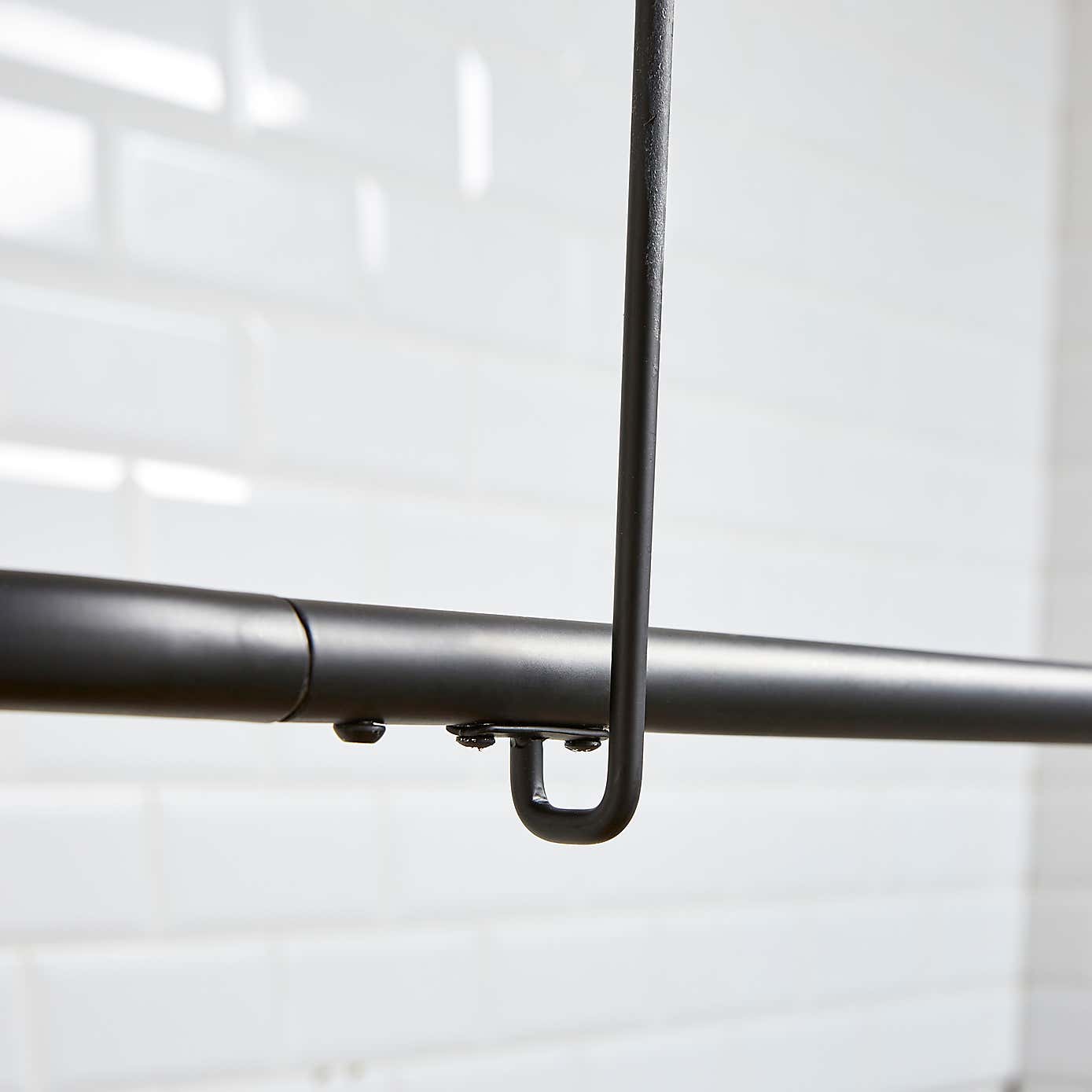 L Shape Expandable Black Shower Curtain Rail