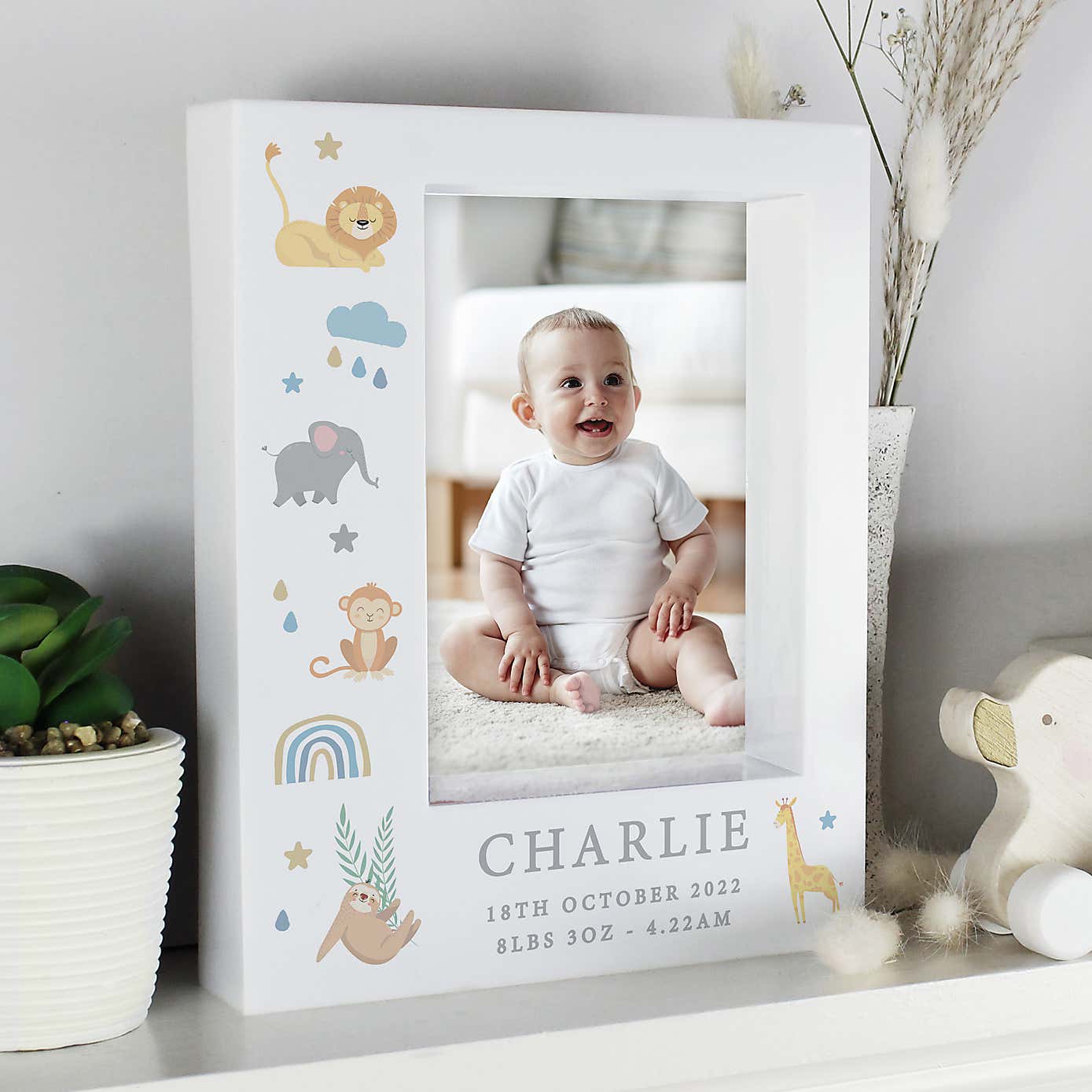 Personalised Safari Animals Portrait Box Photo Frame