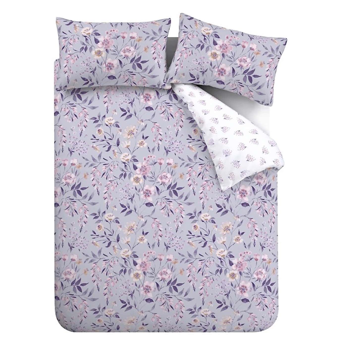 Catherine Lansfield Isadora Floral Lilac Duvet Cover and Pillowcase Set