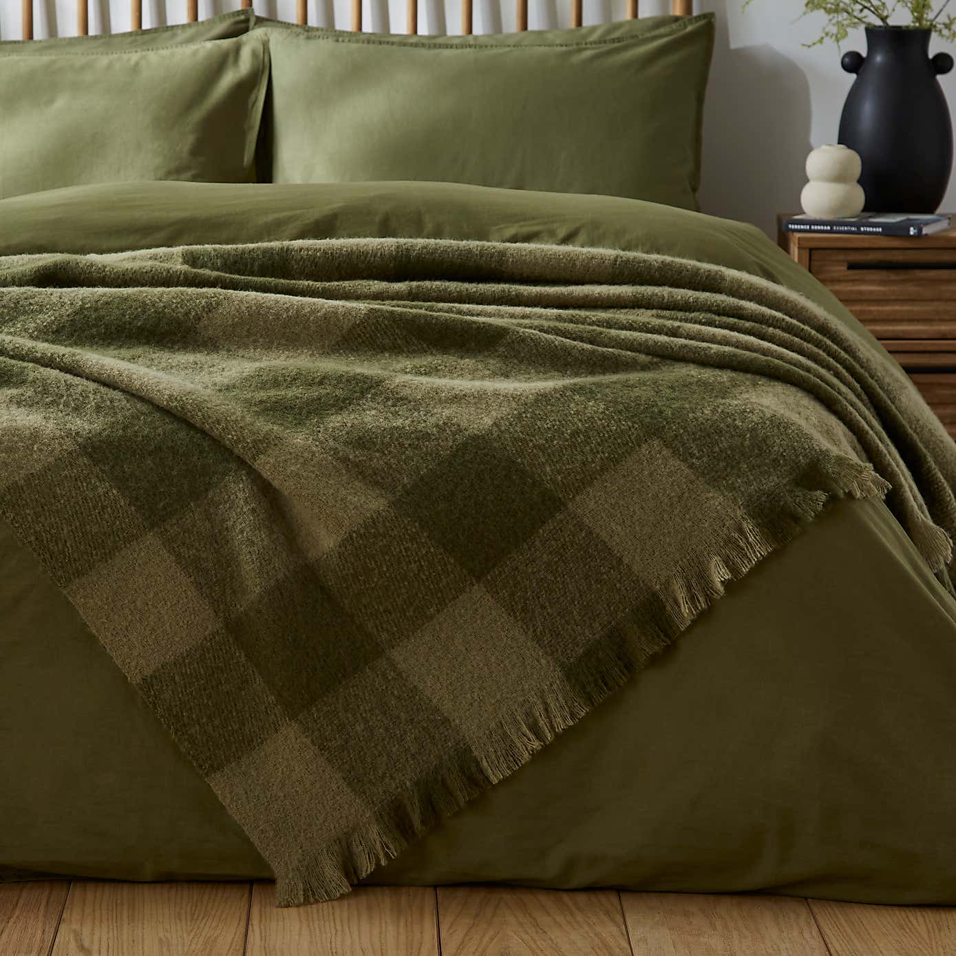 Cabin Check Faux Mohair Throw 235cm x 235cm