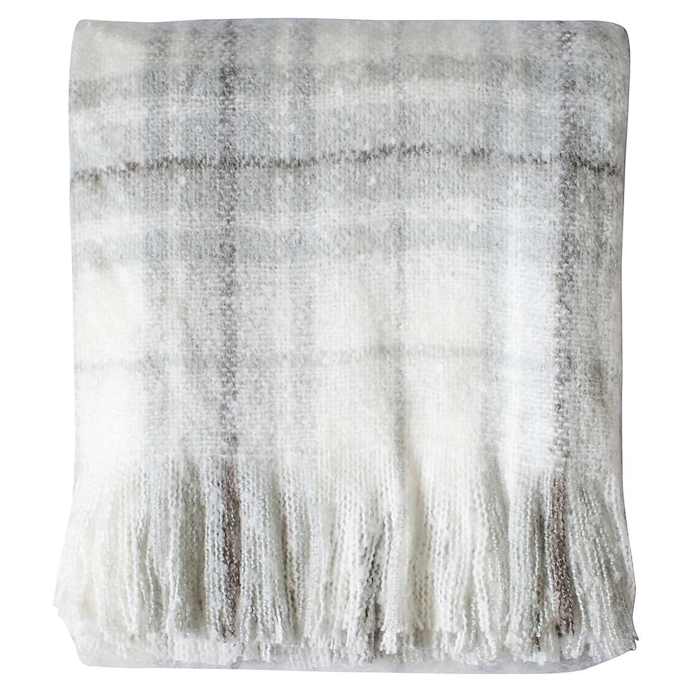 Checked Faux Mohair Throw