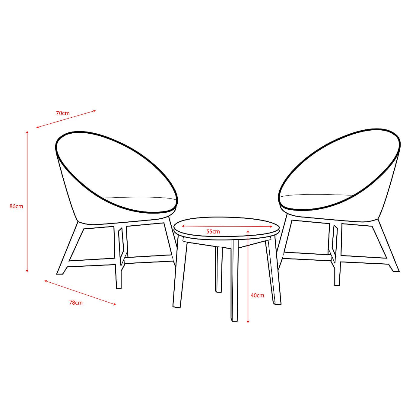 Chedworth Curved 2 Seater Bistro Set