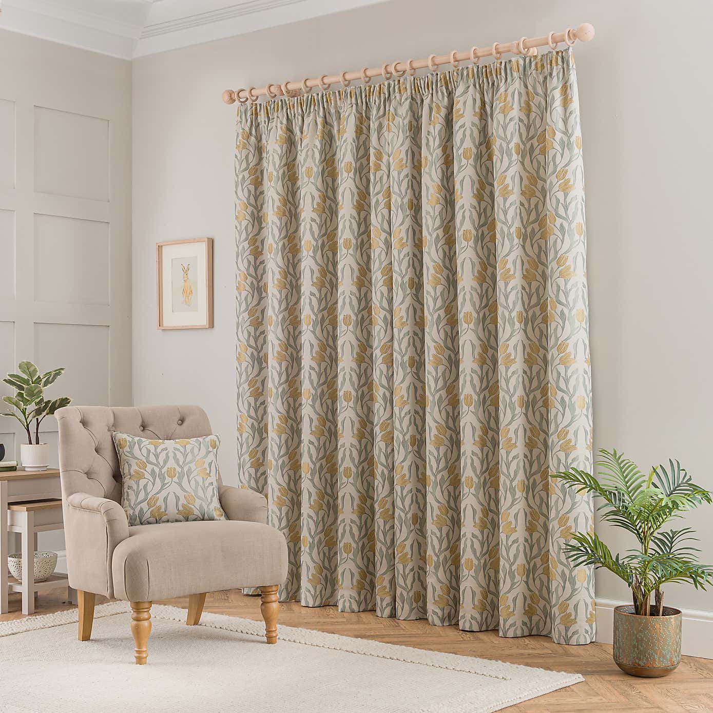 Tulip Jacquard Pencil Pleat Curtains