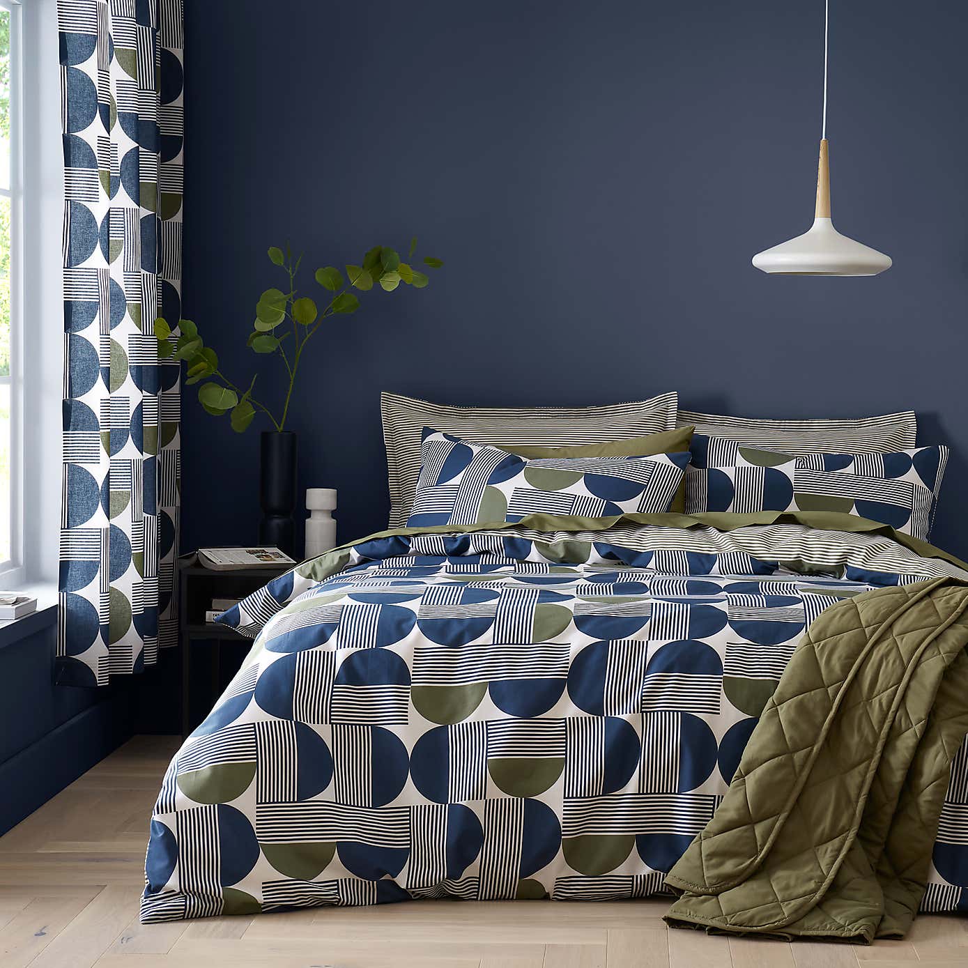 Bromley Modern Geo Eyelet Curtains