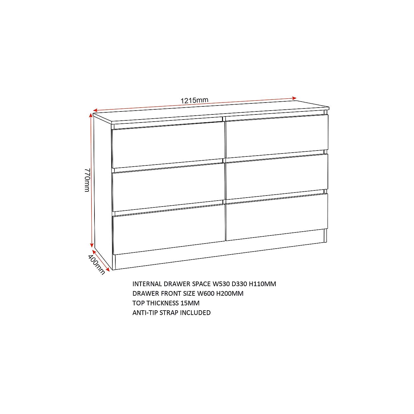 Malvern 6 Drawer Chest