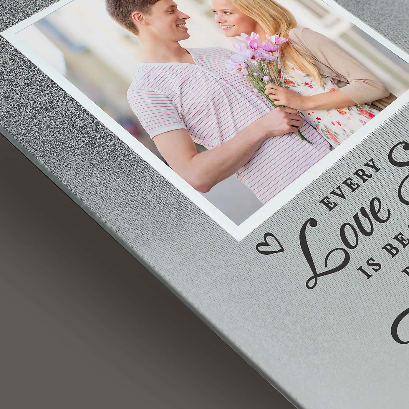 Personalised Every Love Story Is Beautiful Glitter Glass Photo Frame