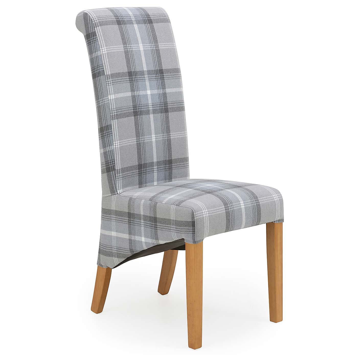 Set of 2 Chester Dining Chairs, Woven Check Fabric