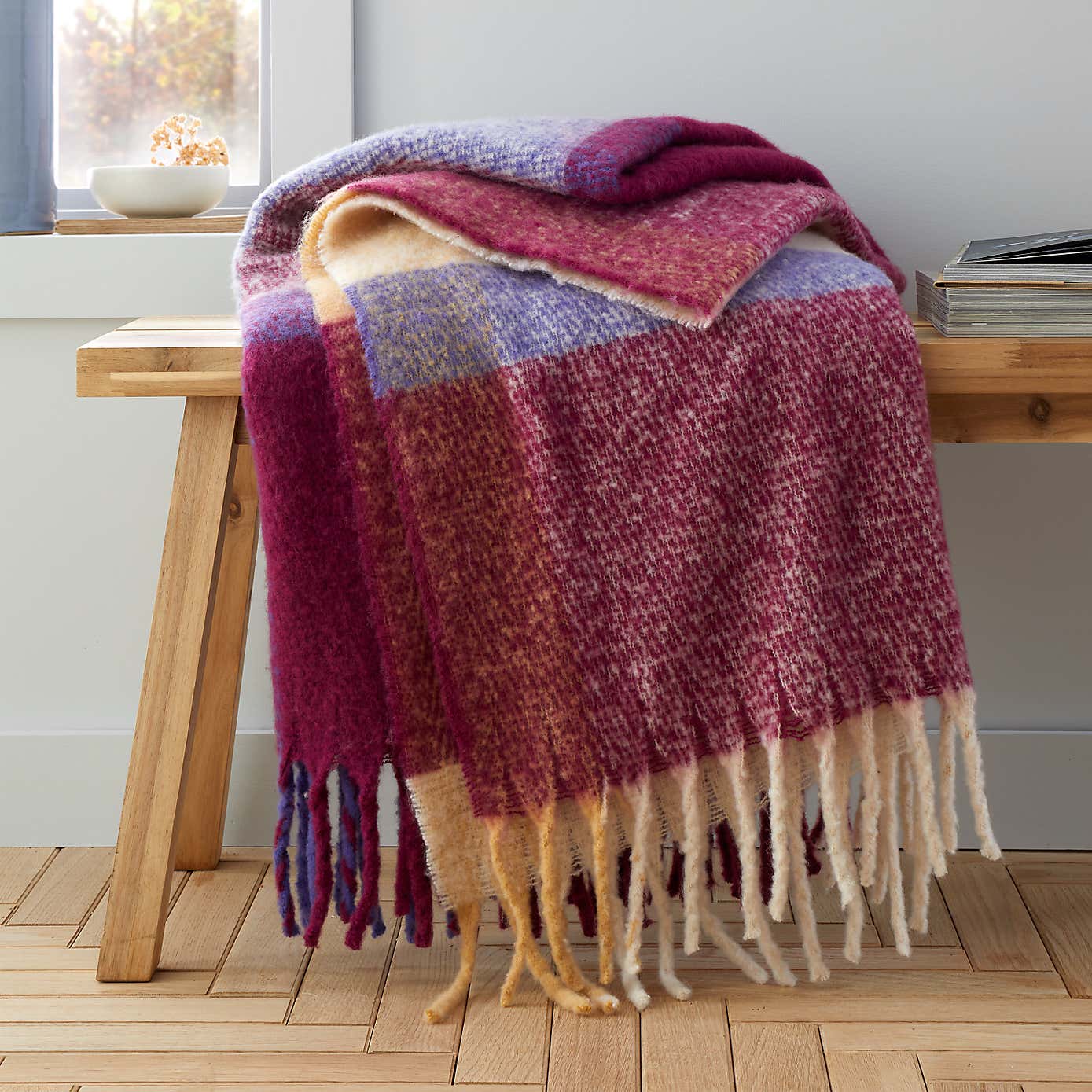 Catherine Lansfield Faux Mohair Check Throw 130cm x 170cm