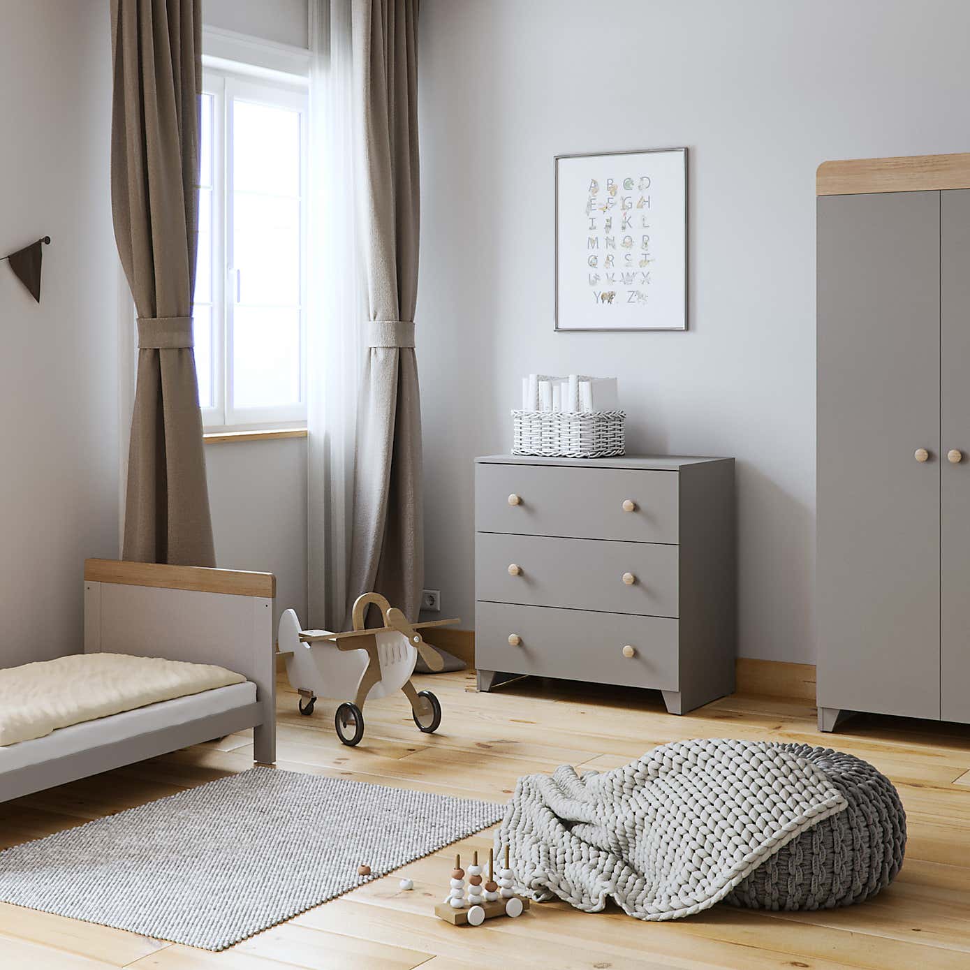 Little Acorns Classic Oak Effect Cot Bed