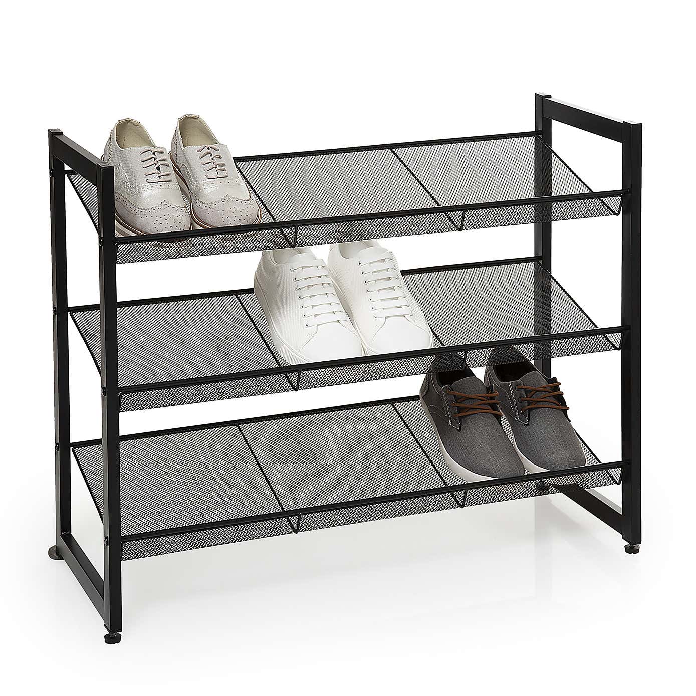 Metal Black 9 Pair Shoe Storage Rack