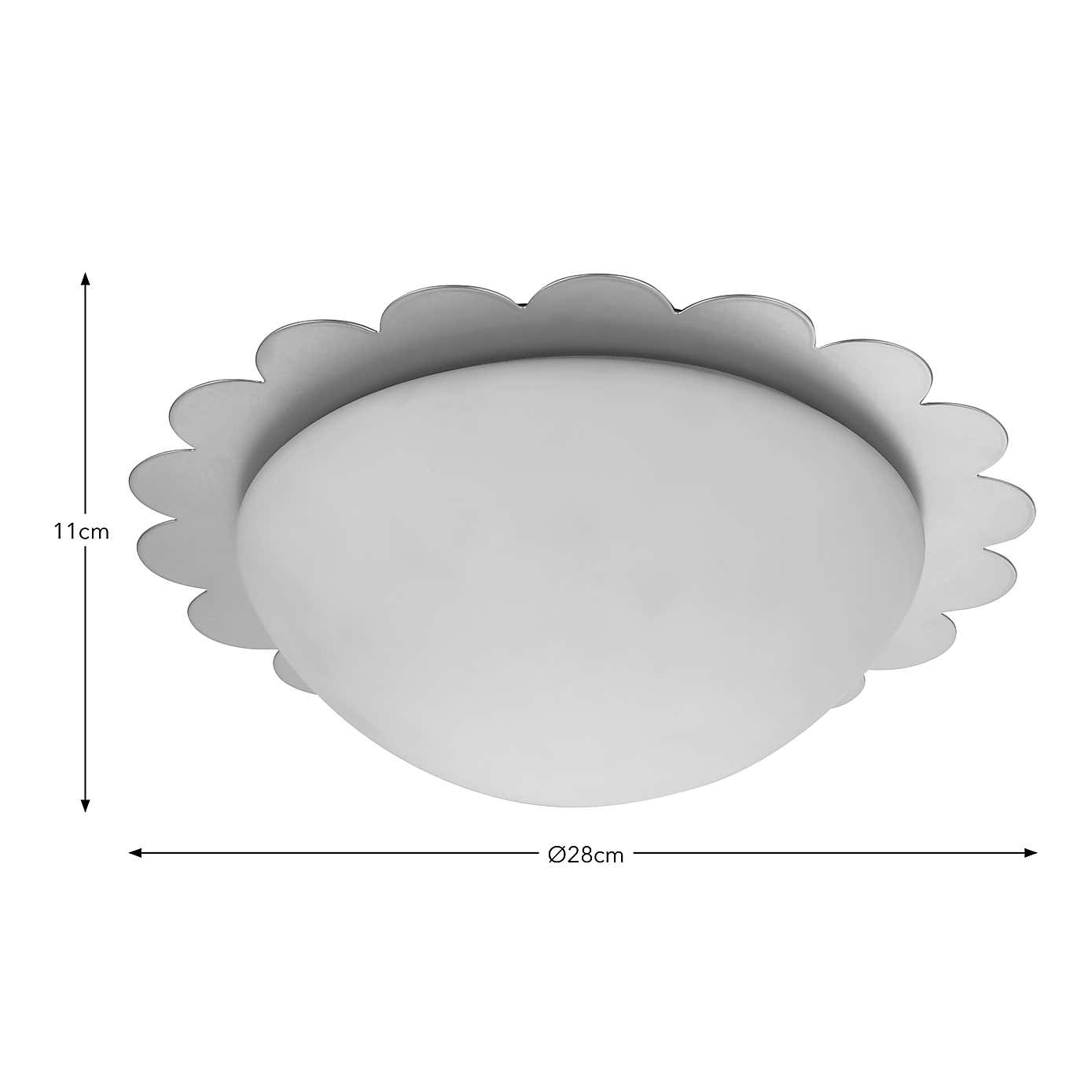 Scalloped Edge Bathroom Flush Ceiling Light