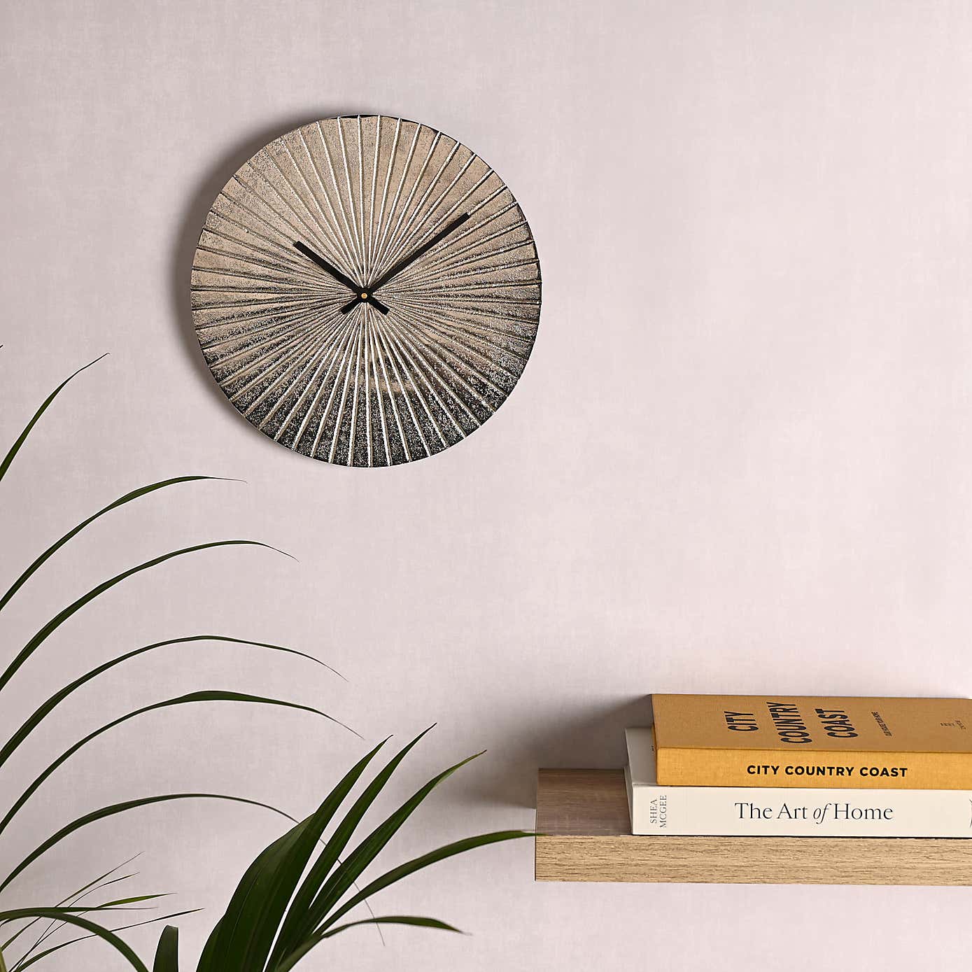 Interval Starburst Silver Metal Wall Clock