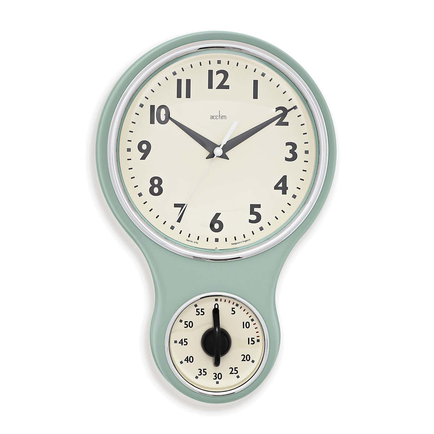 Acctim Kitchen Time Retro Wall Clock Timer Quartz 20cm