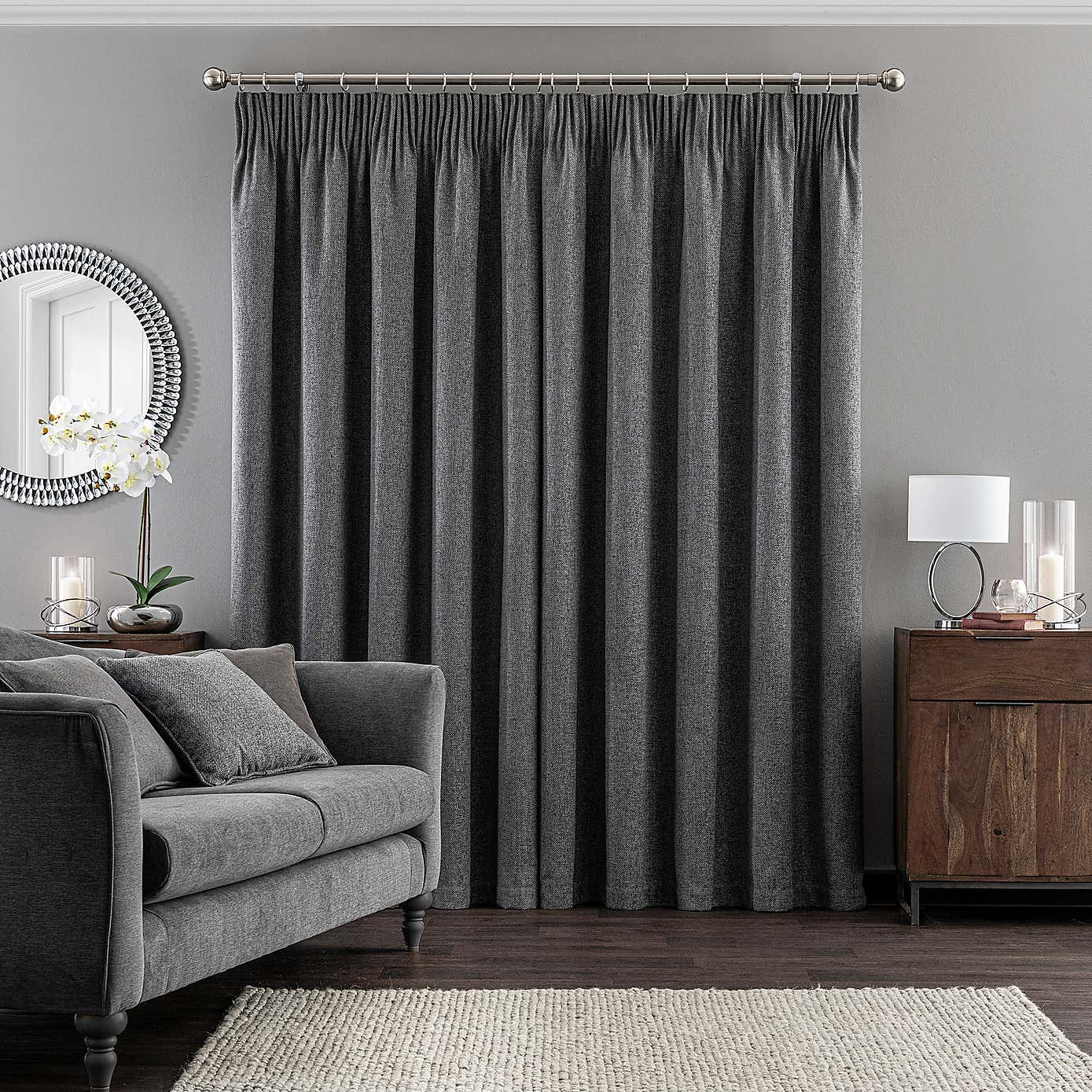 Oxford Chenille Pencil Pleat Curtains