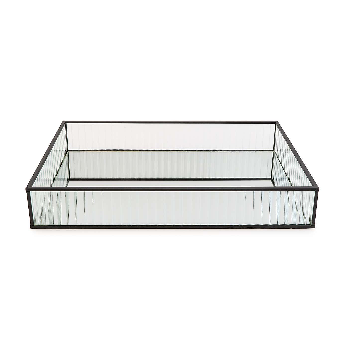 Ribbed Black Edge Glass Tray
