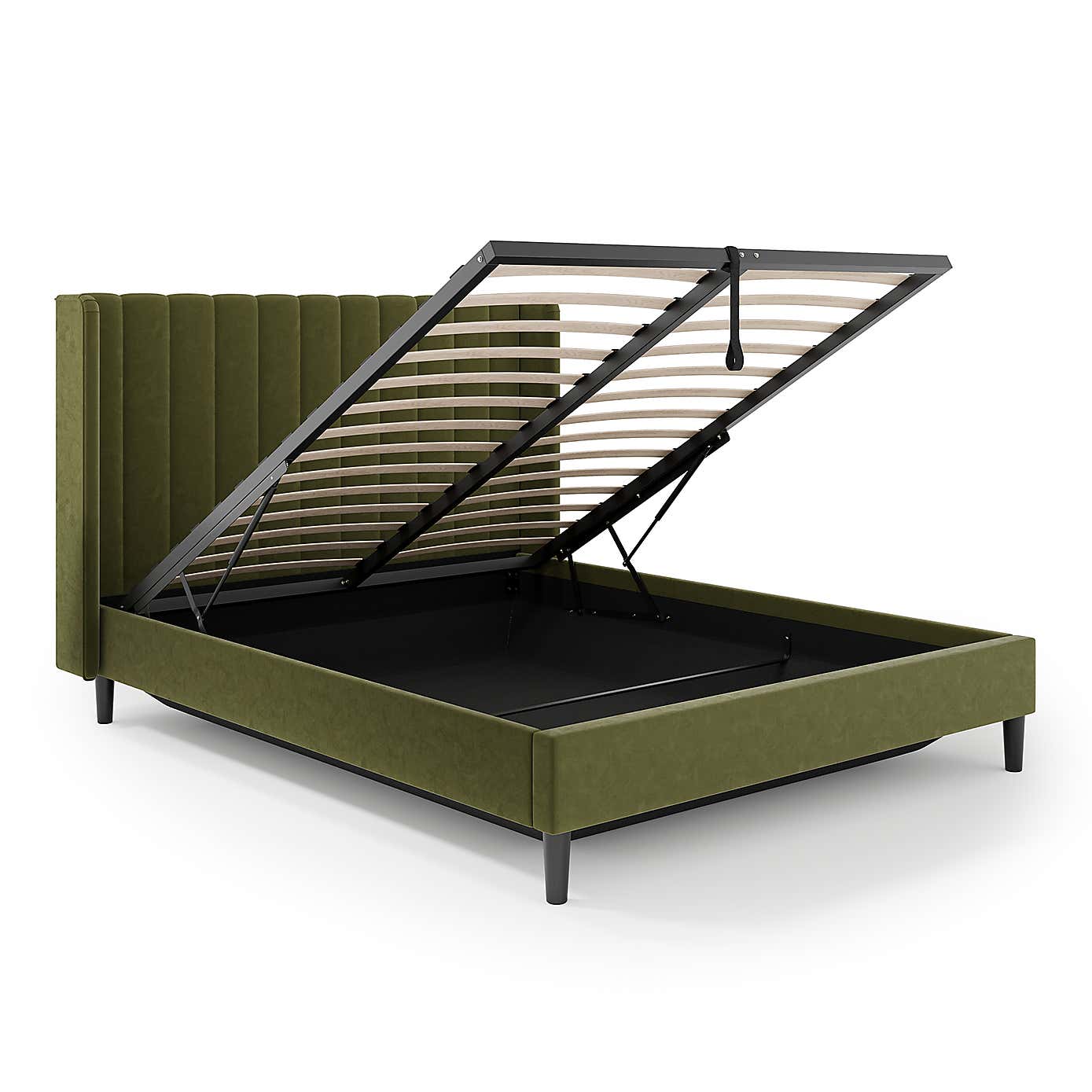 Alara Pleated Velvet Ottoman Bed