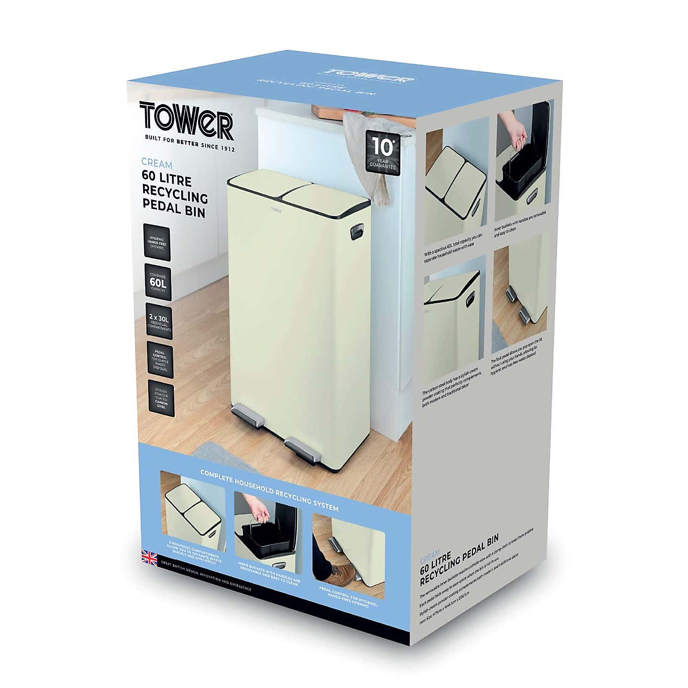 Tower 60L Recycling Pedal Bin