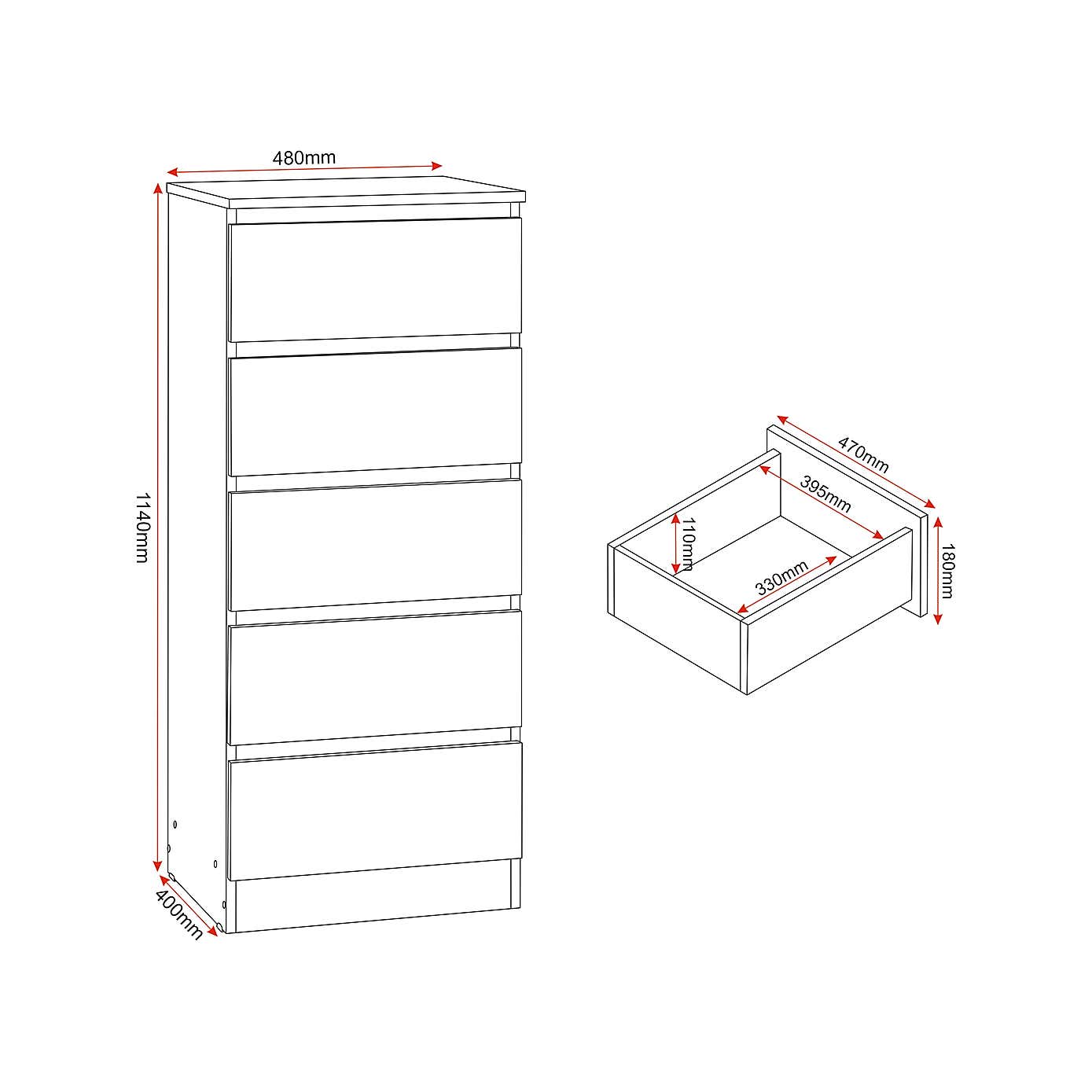 Malvern 5 Draw Narrow Chest