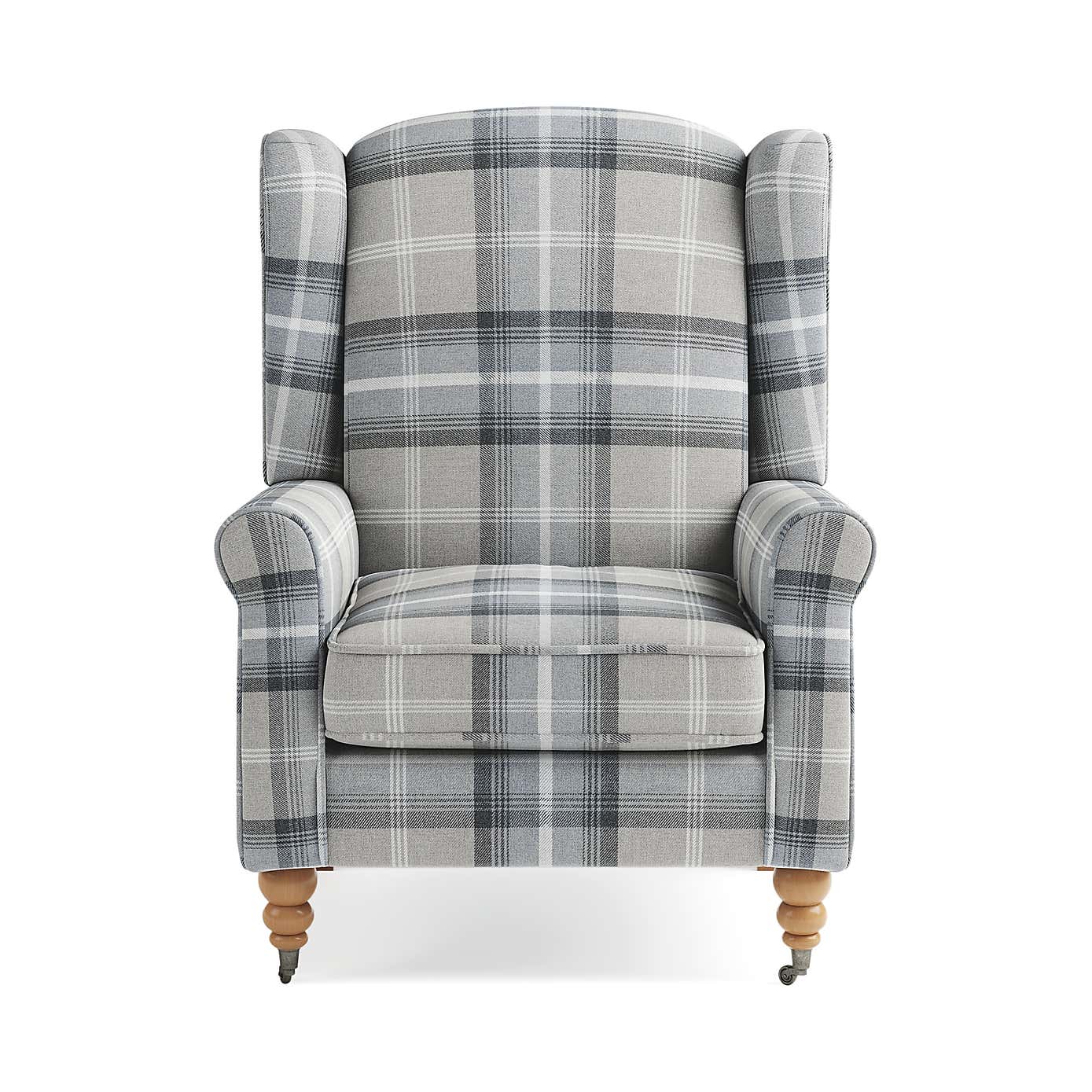 Oswald Grande Check Wingback Armchair