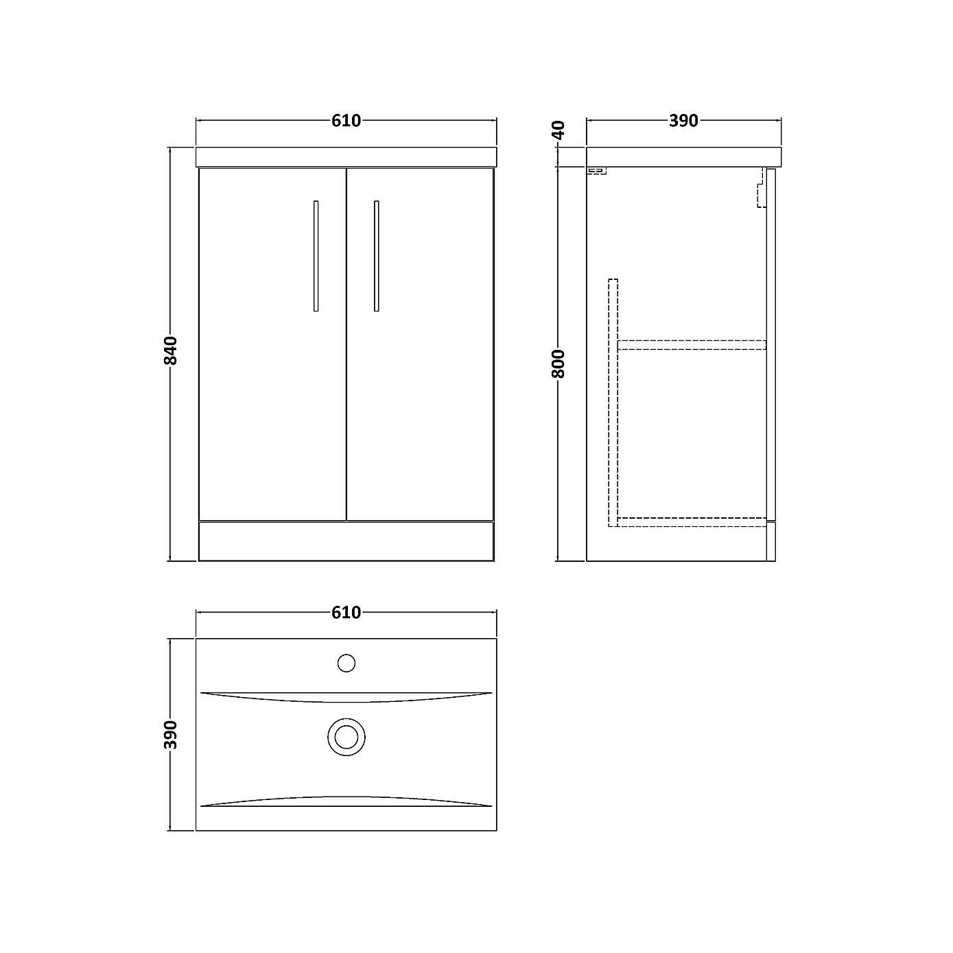 Arno Floor Standing 2 Door Vanity Unit with Basin
