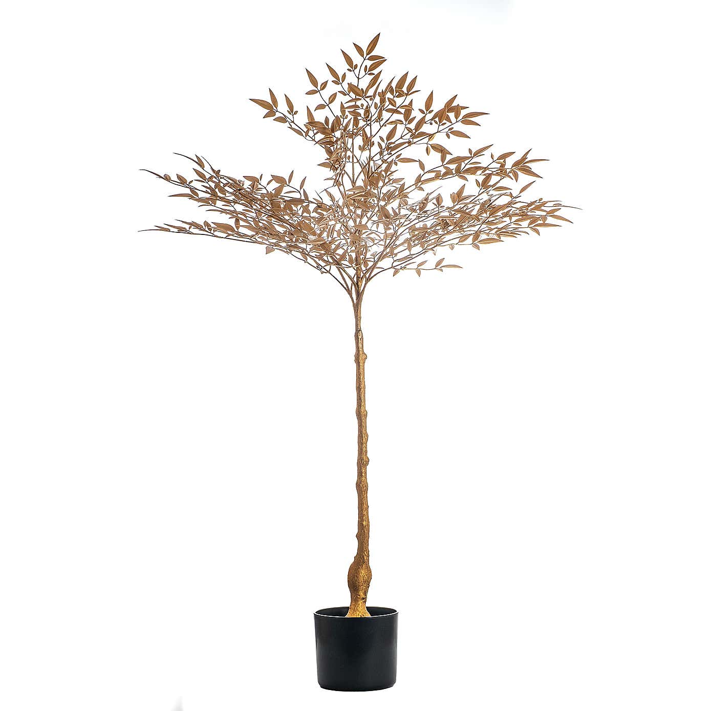 Artificial Gold Nandina Tree in Black Plant Pot