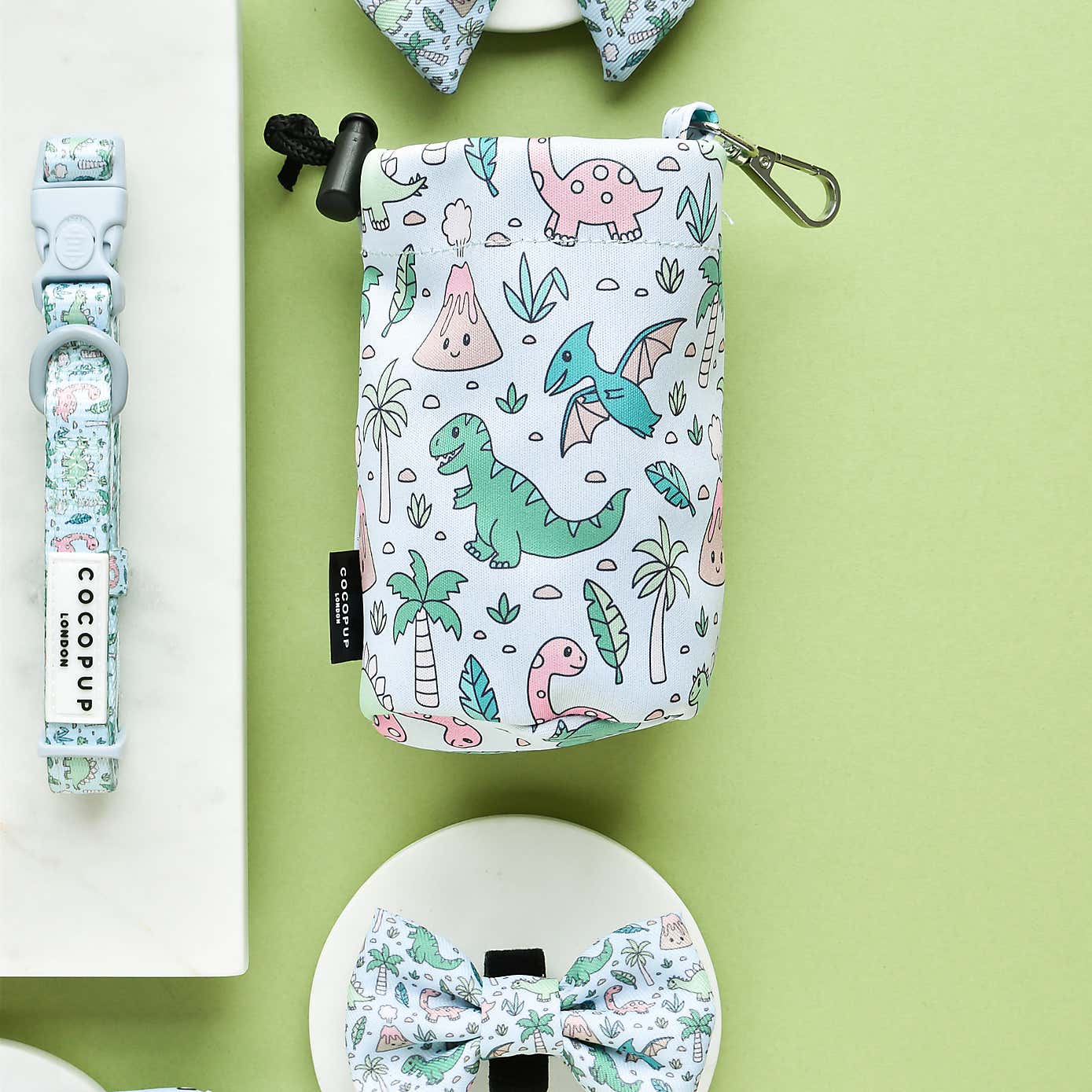 Cocopup Dinopaws Dog Bow Tie, Treat Pouch and Bandana Bundle