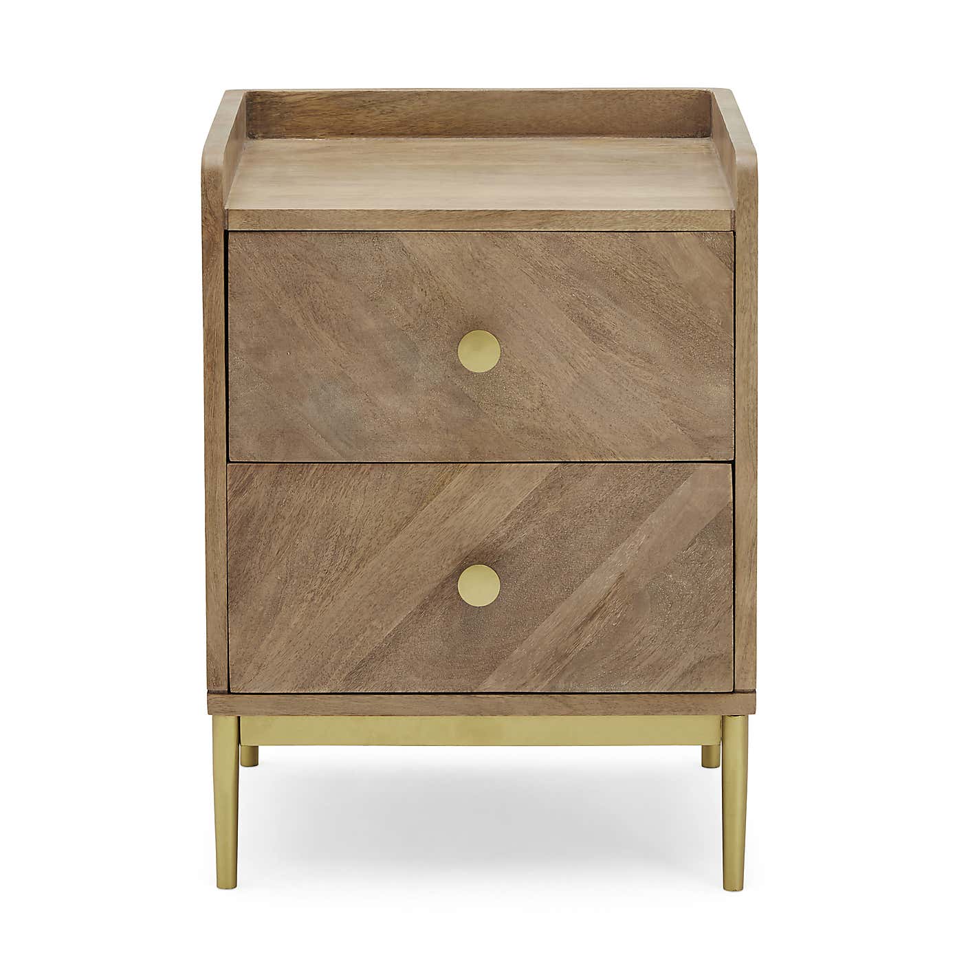 Rumi 2 Drawer Bedside Table, Mango Wood