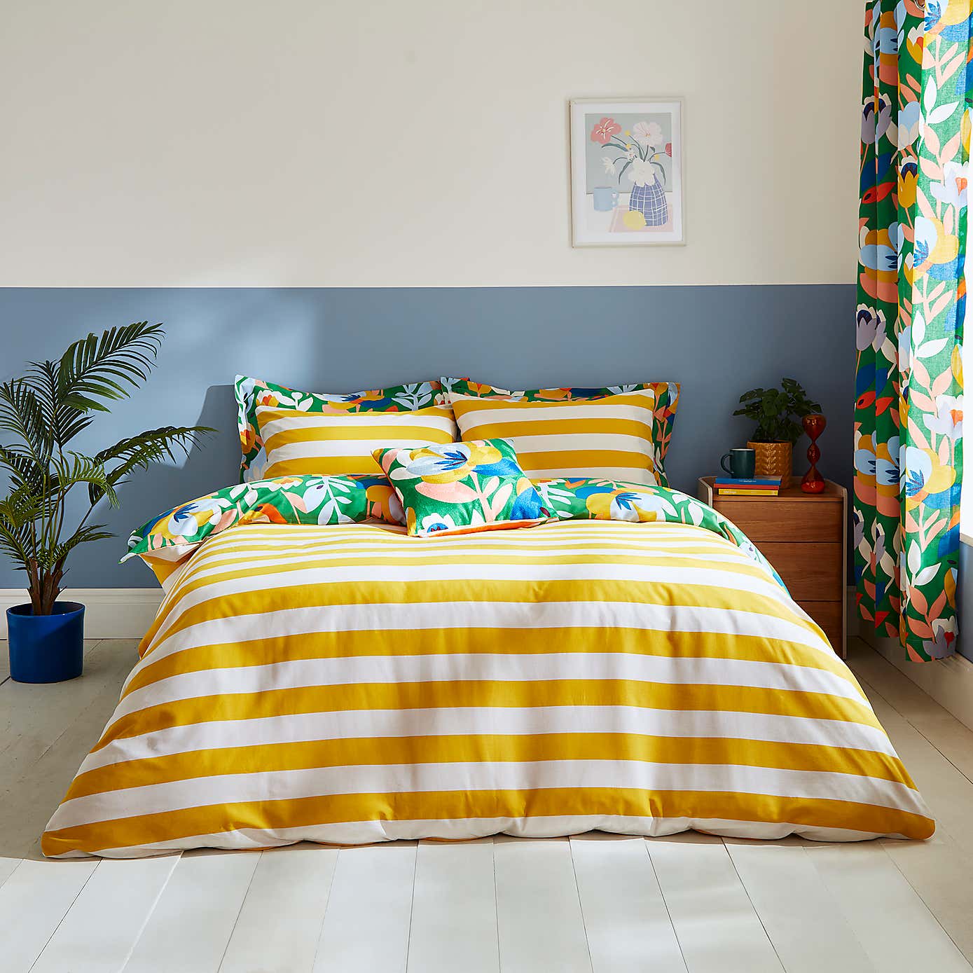 Elements Fieldsley Multicoloured Cotton Duvet Cover and Pillowcase Set