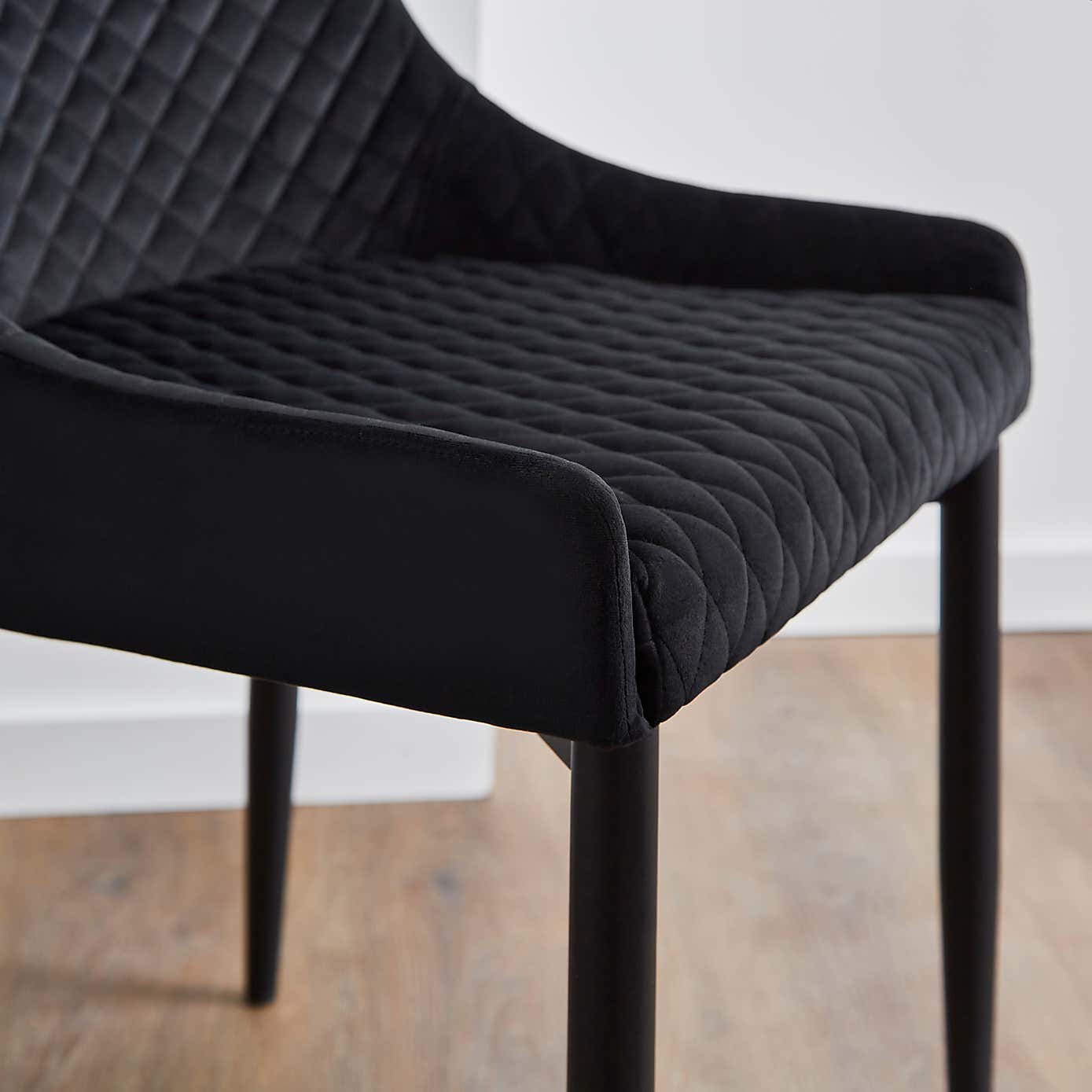 Montreal Set of 2 Dining Chairs Charcoal Velvet