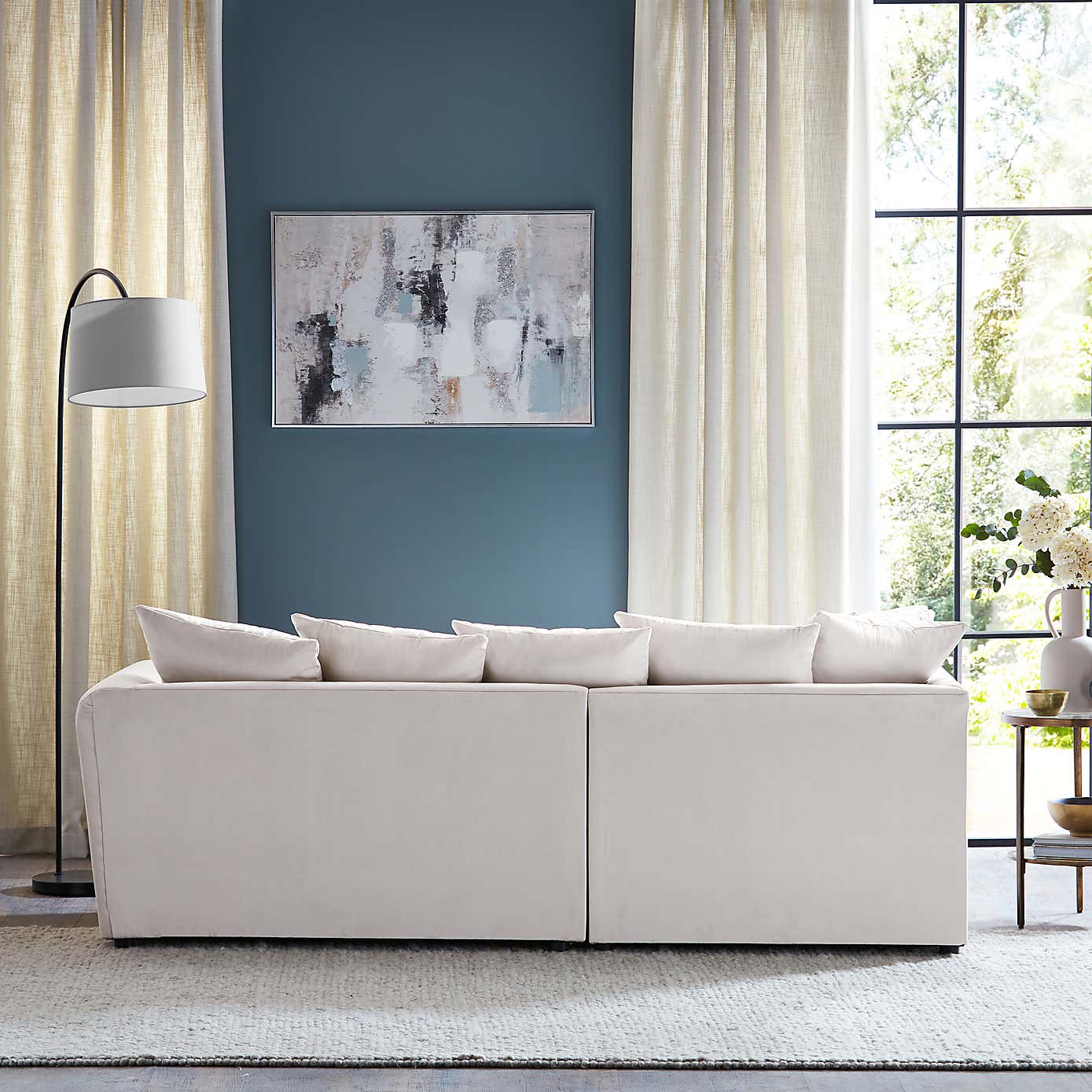 Blake Opulent Velvet Curved Quilted Arm Corner Sofa