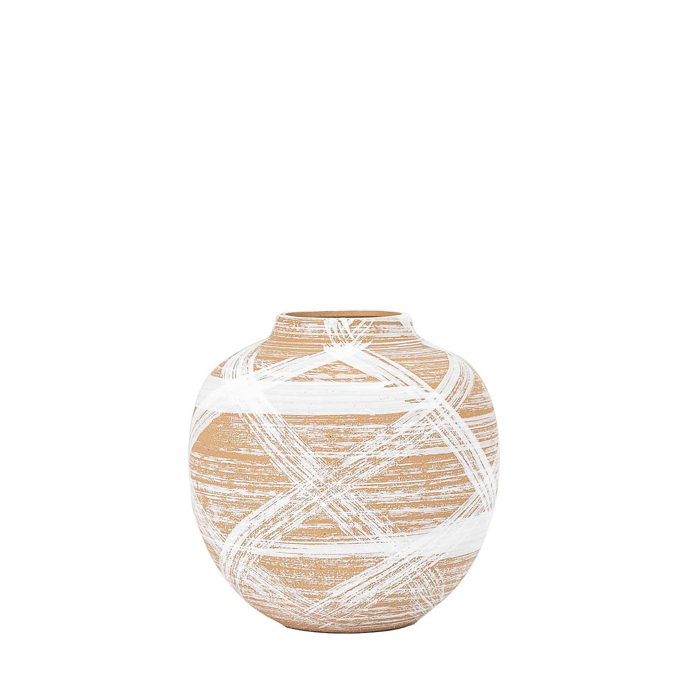 Hurne Reactive Striped Brown Stoneware Vase