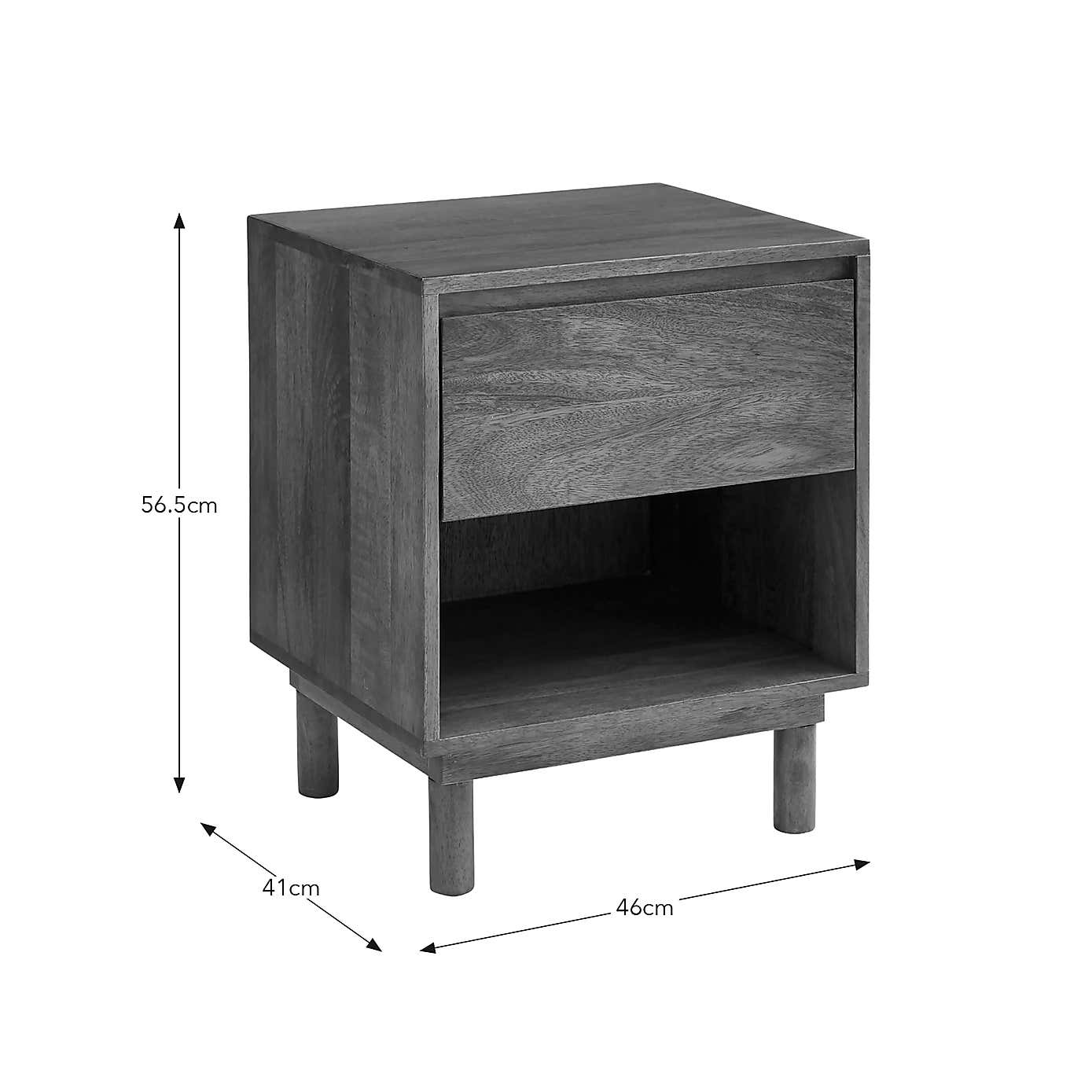 Brannock 1 Drawer Bedside Table, Mid Stained Mango Wood