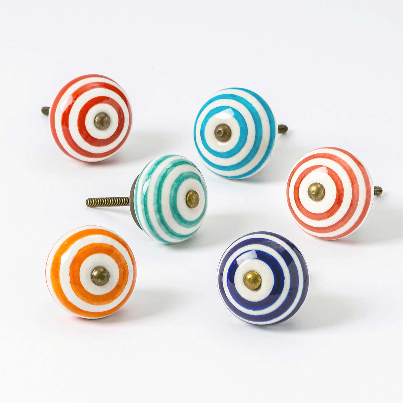 Pack of 6 Nicola Spring Striped Round Drawer Knobs