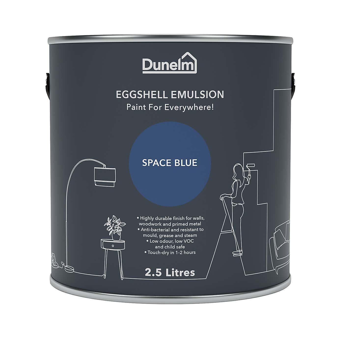 Dunelm Space Blue Eggshell Emulsion Paint