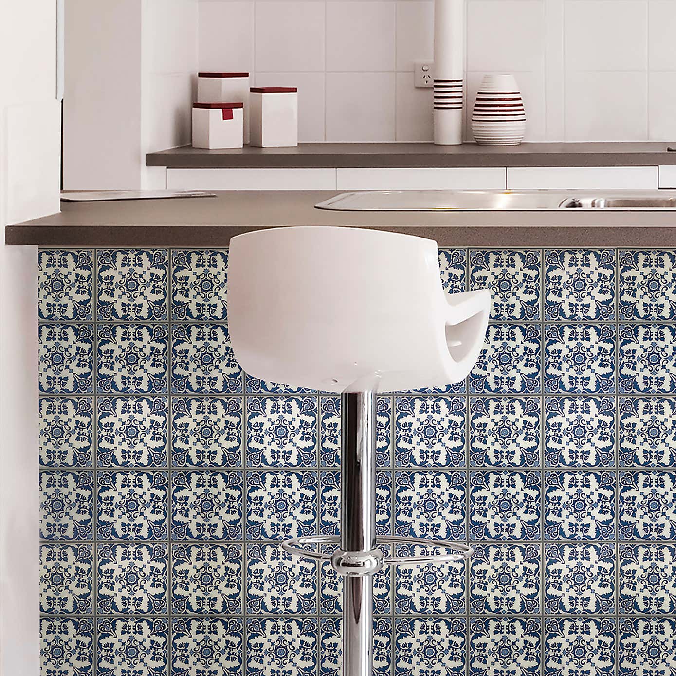 InHome Self Adhesive Backsplash Blue Tiles