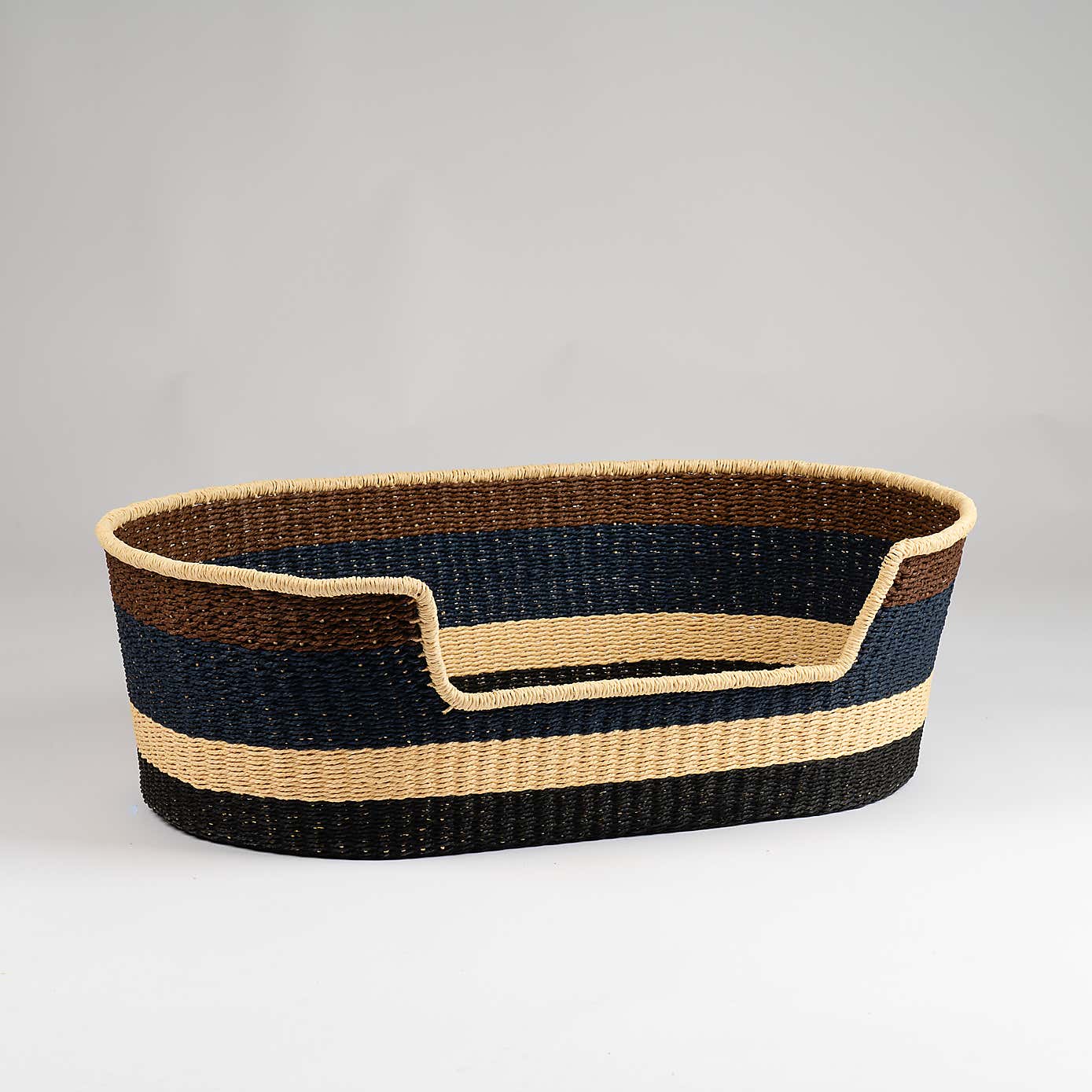 Navy and Brown Stripe Woven Pet Bed